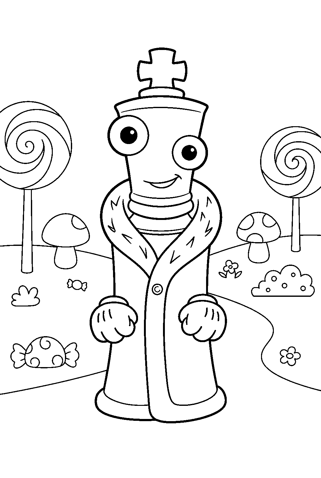 kinger from the amazing digital circus in candy forest line art