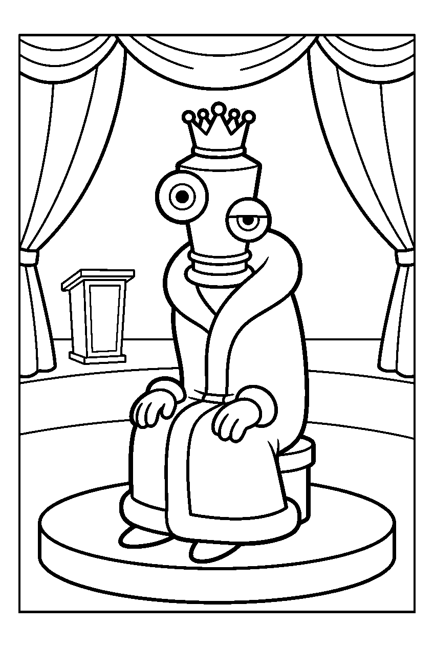 kinger from the amazing digital circus in circus stage line art