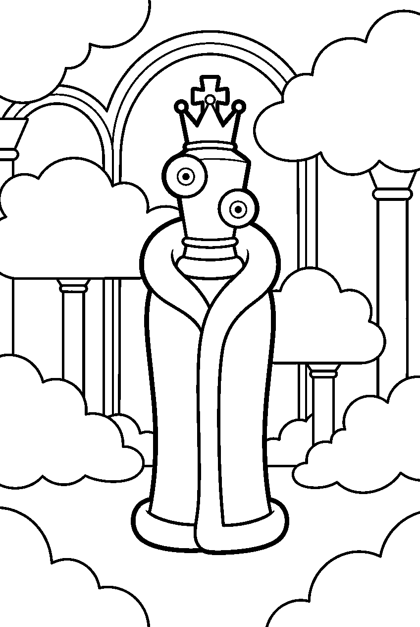 kinger from the amazing digital circus in cloud kingdom line art