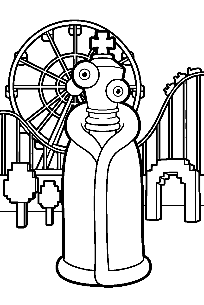 kinger from the amazing digital circus in digital amusement park line art
