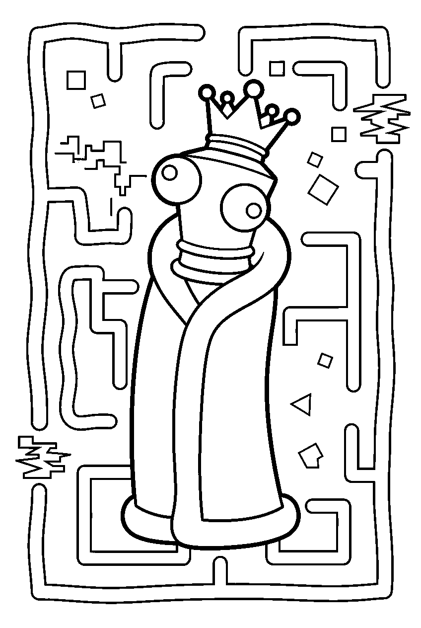 kinger from the amazing digital circus in glitch maze line art
