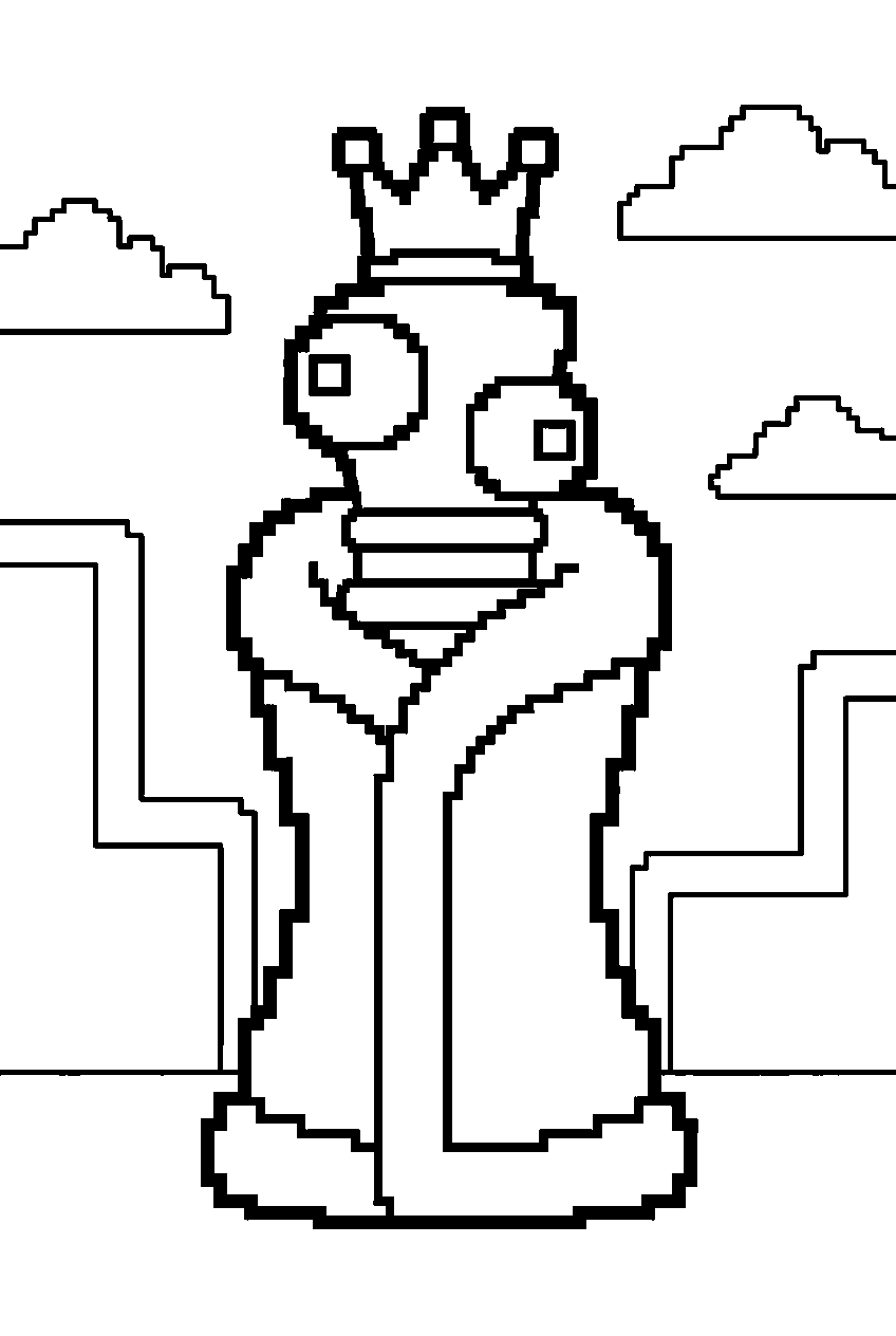 kinger from the amazing digital circus in pixel world line art