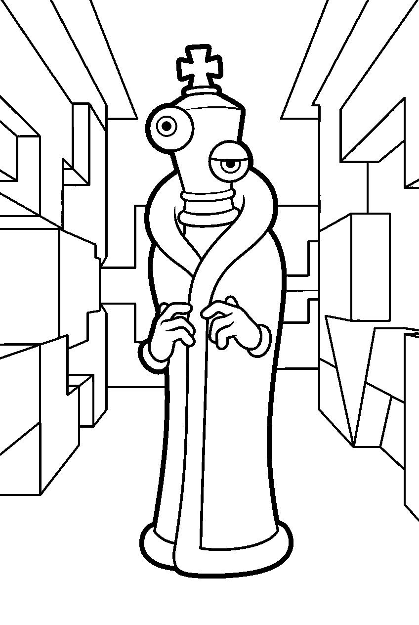 kinger from the amazing digital circus in puzzle corridor line art