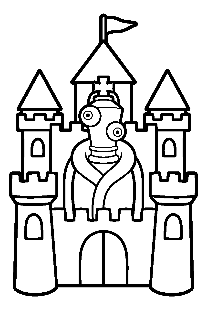 kinger from the amazing digital circus in toy castle line art