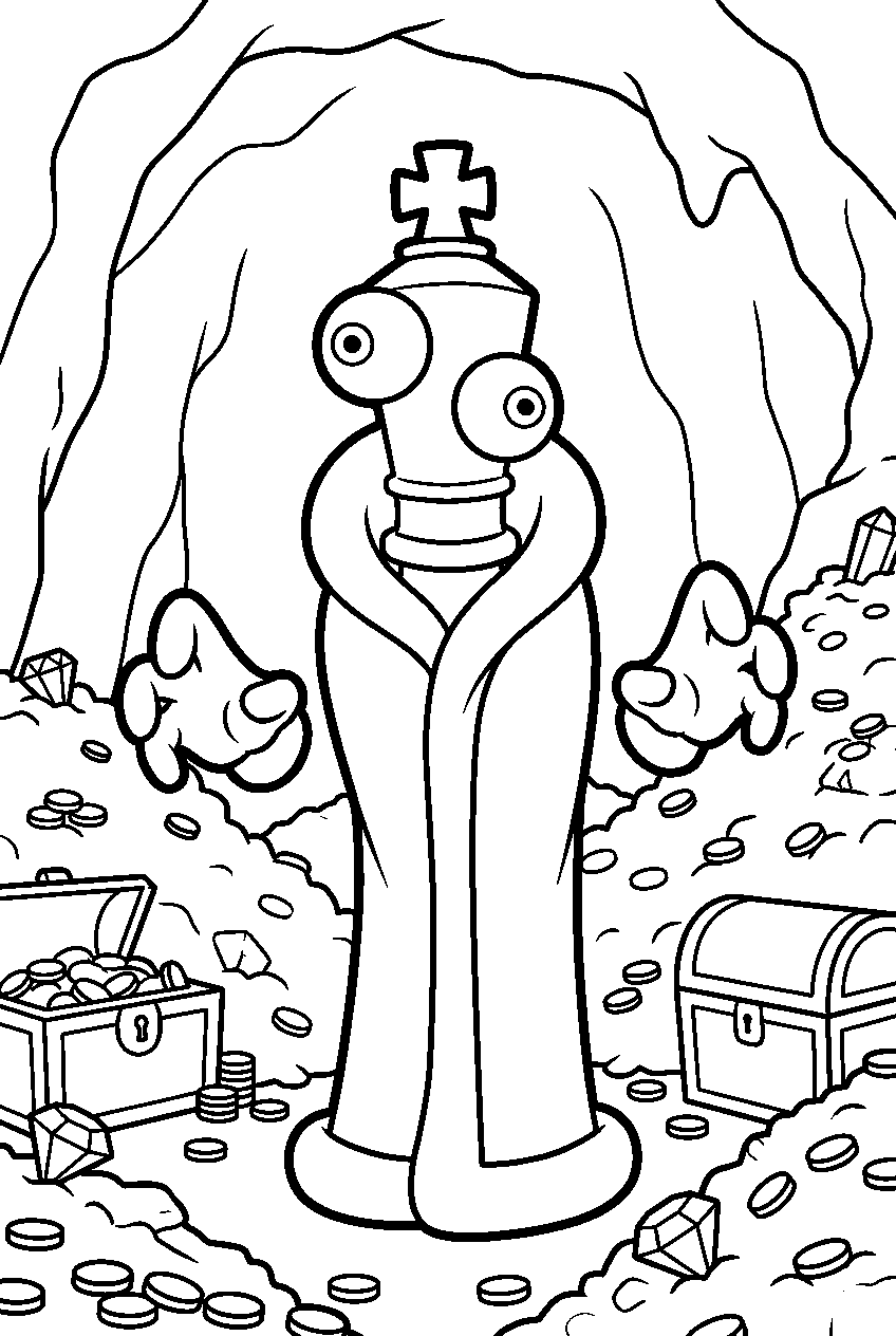 kinger from the amazing digital circus in treasure cave line art