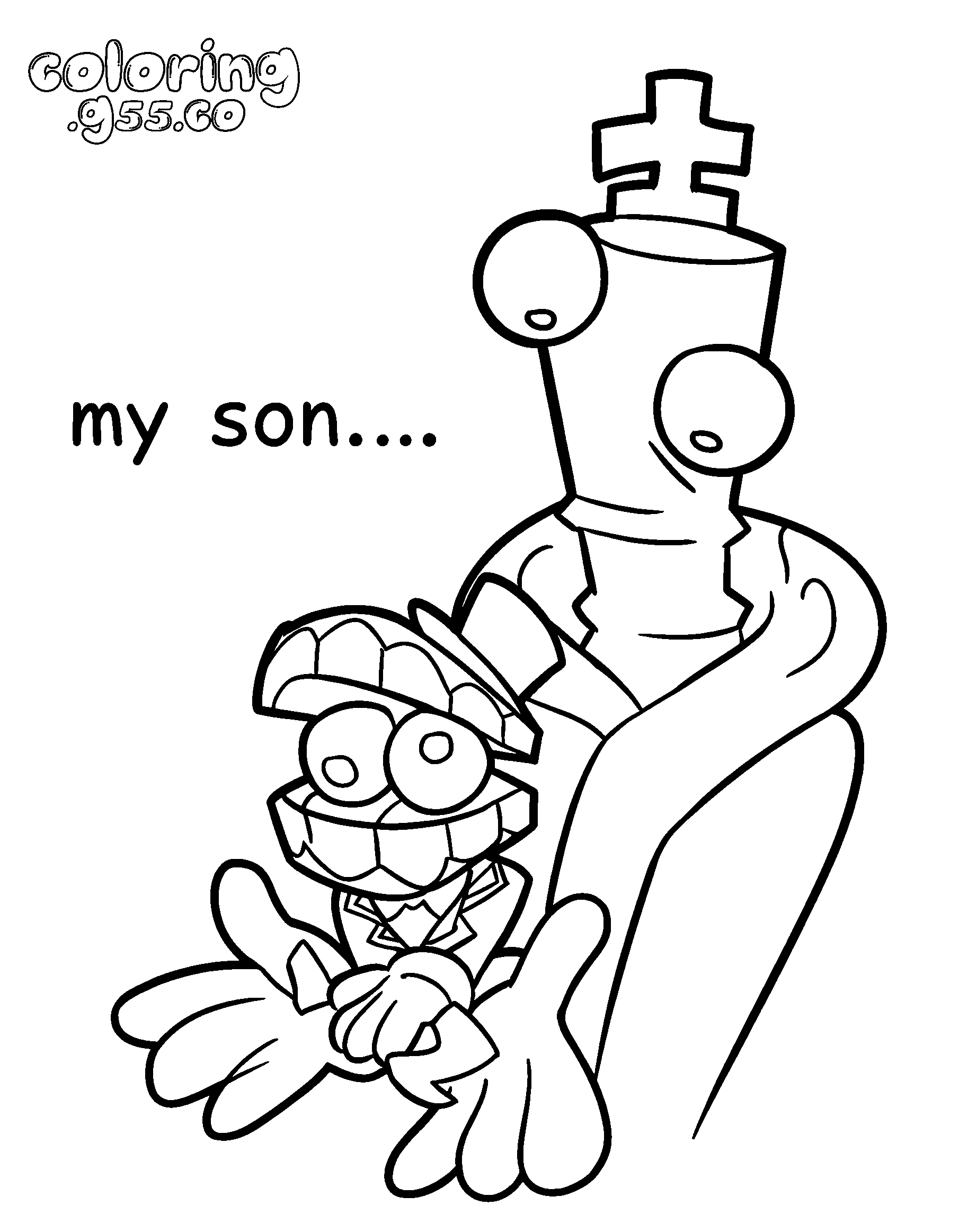 tadc kinger holding baby caine meme line art