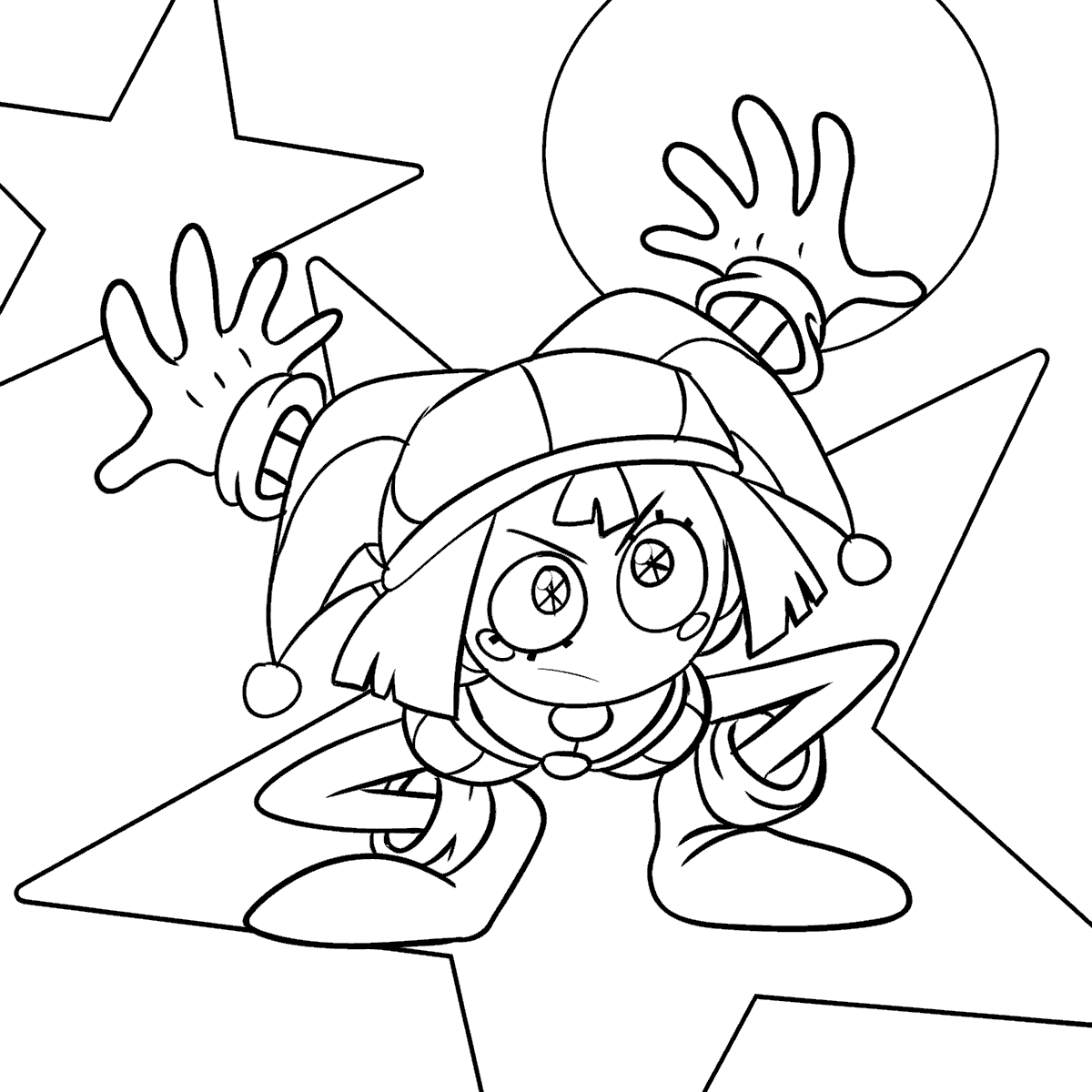 action pose pomni the amazing digital circus line art