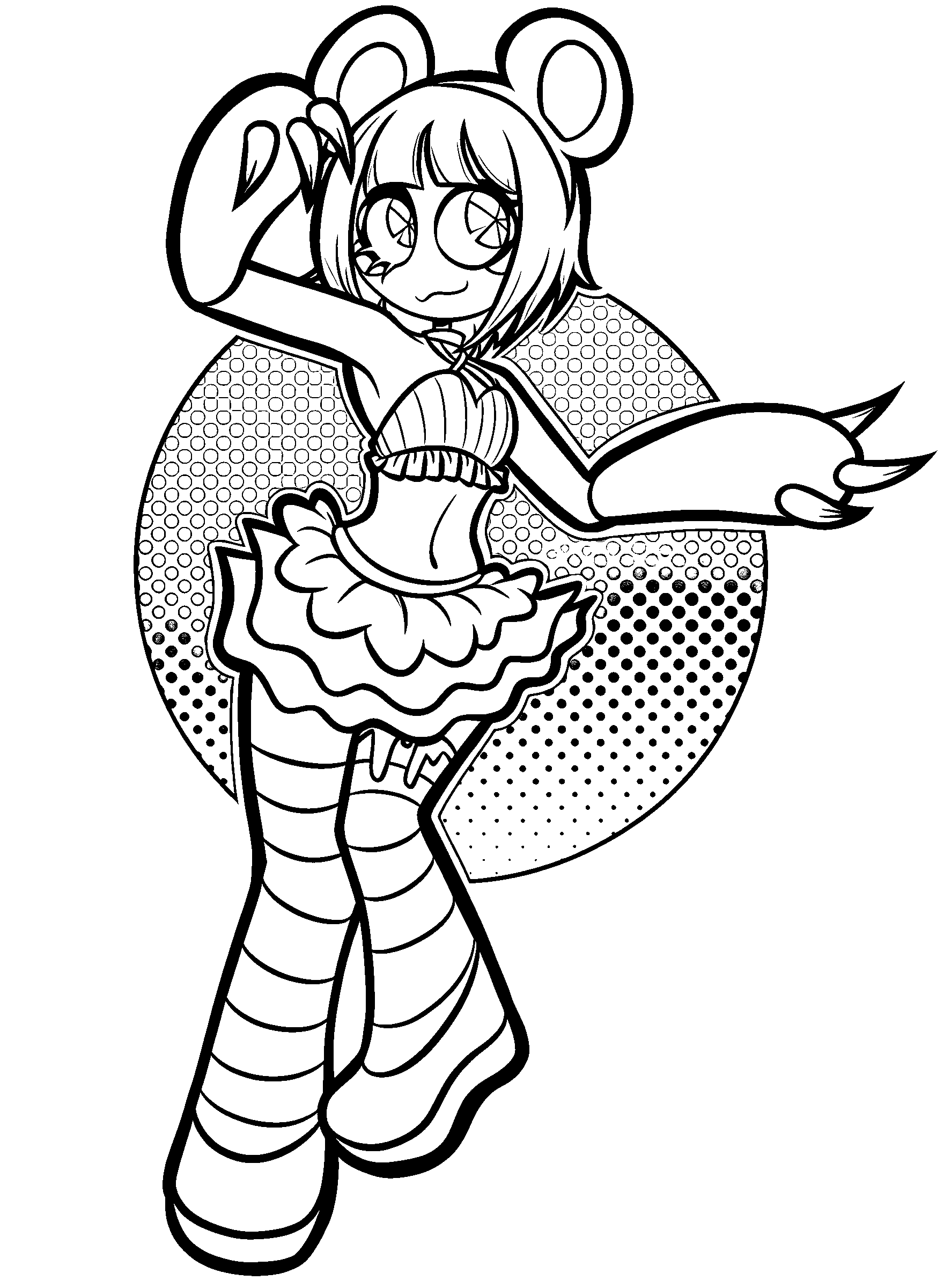 anime pomni bear costume halftone circle tadc the amazing digital circus line art