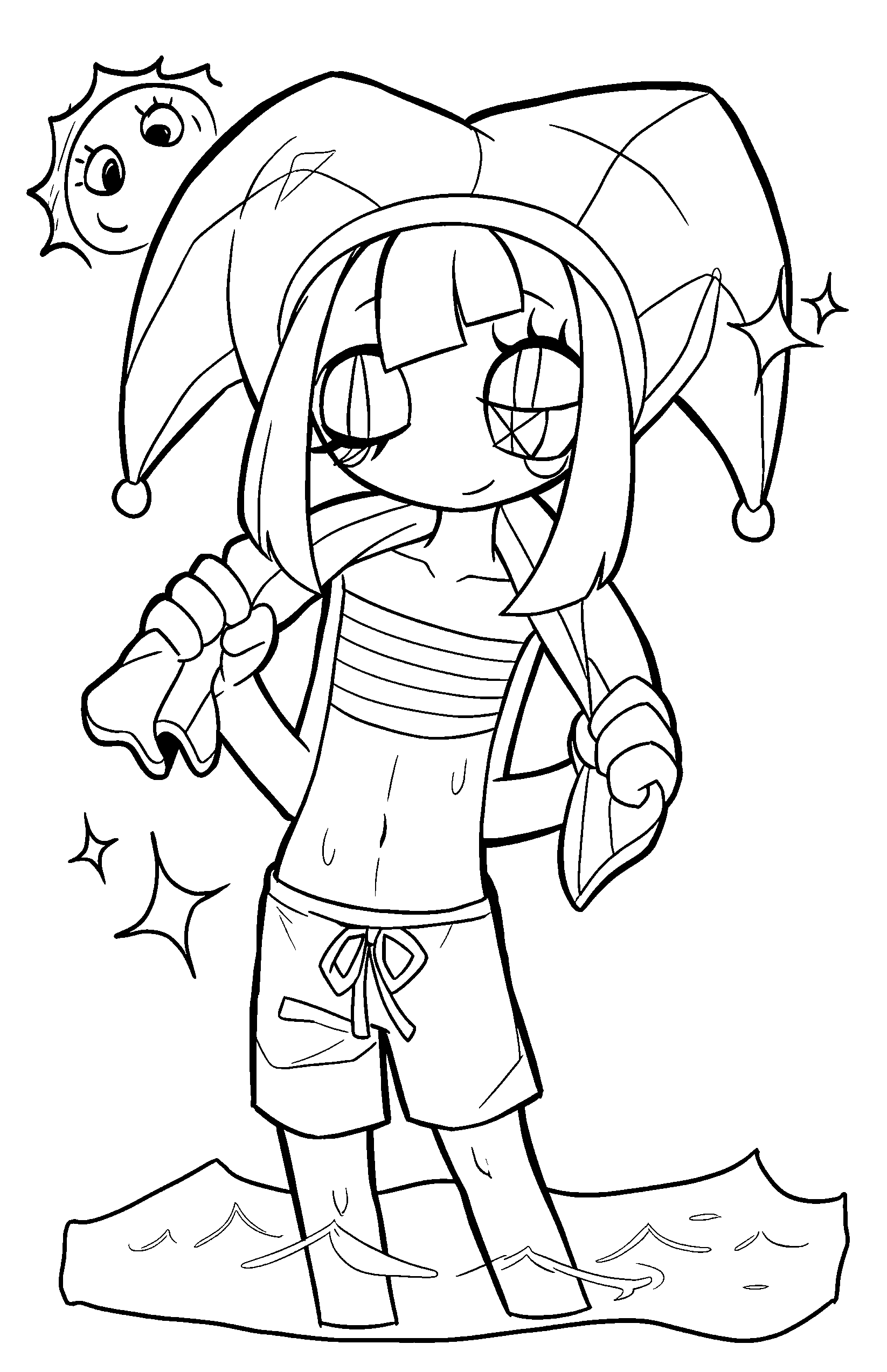 beach day pomni the amazing digital circus line art