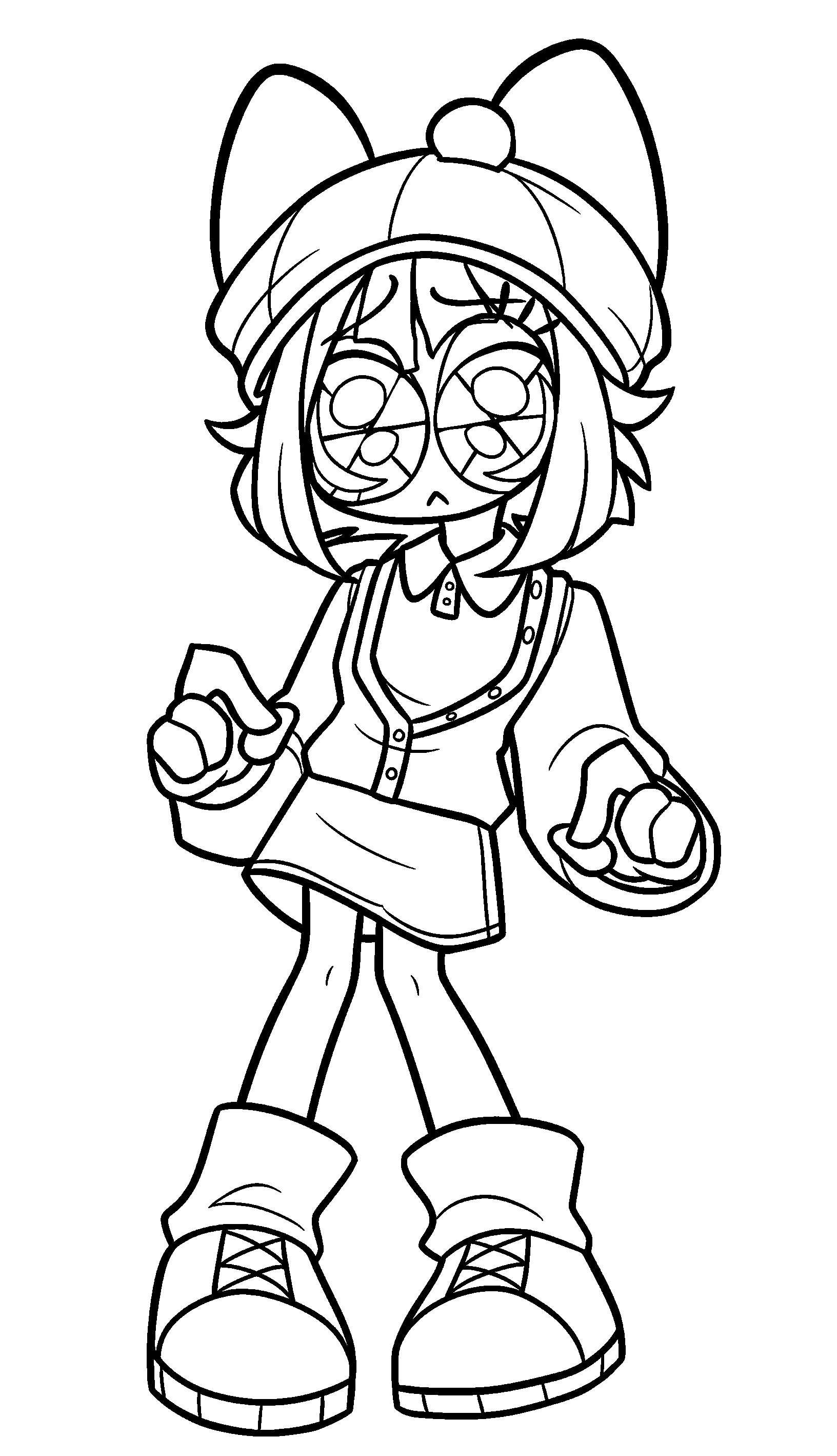 casual pomni with cat ears tadc the amazing digital circus line art
