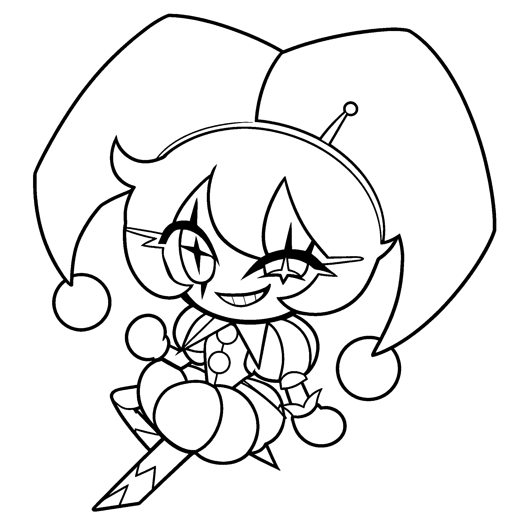 chibi pomni happy smile jester outfit tadc the amazing digital circus line art