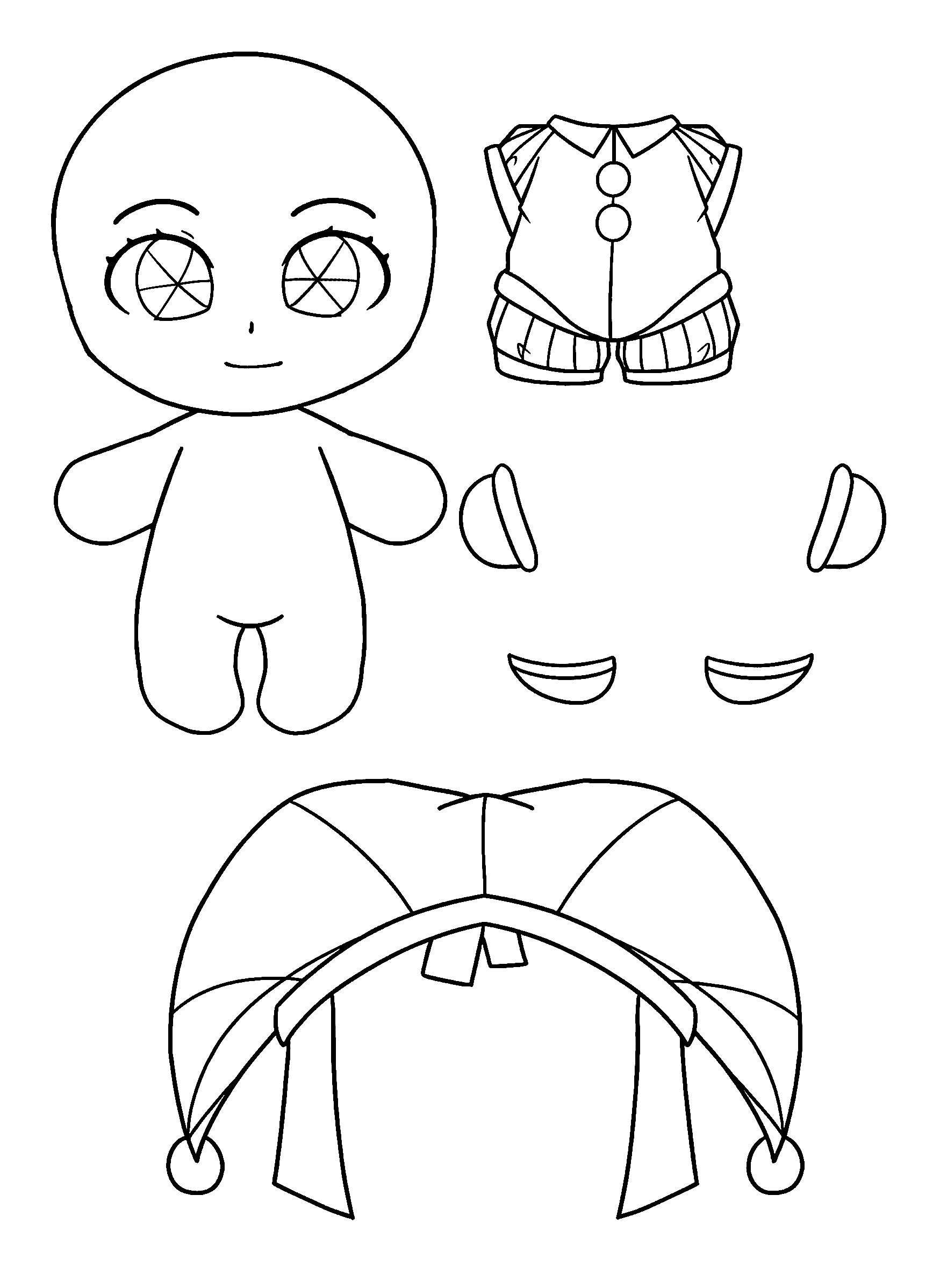 chibi pomni paper doll jester outfit dress up tadc the amazing digital circus line art