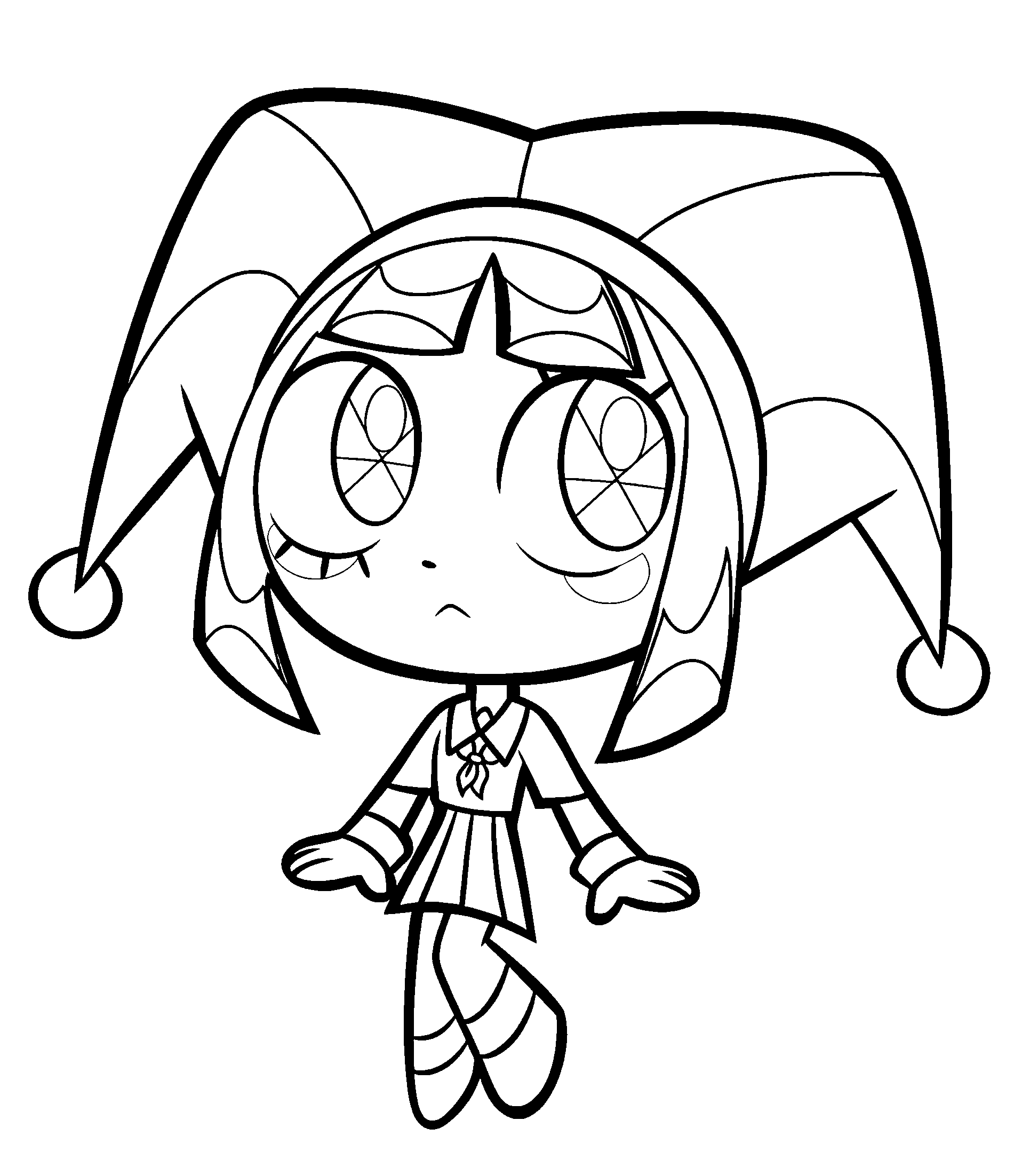 chibi pomni school uniform big eyes character tadc the amazing digital circus line art