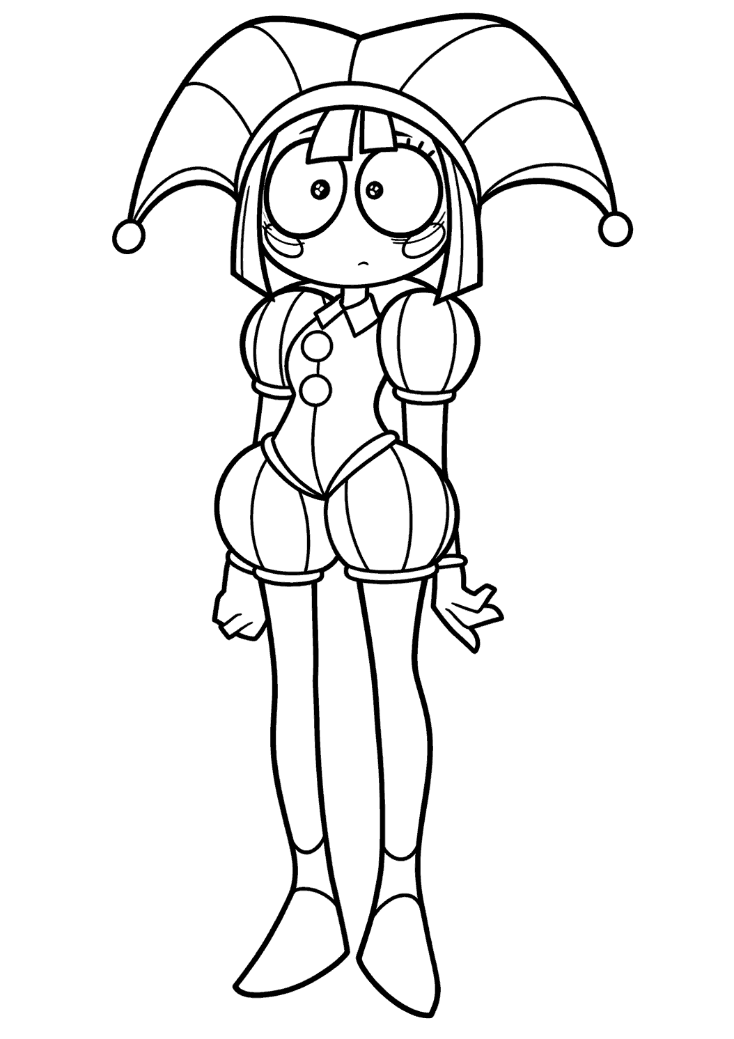 classic pomni jester character the amazing digital circus line art