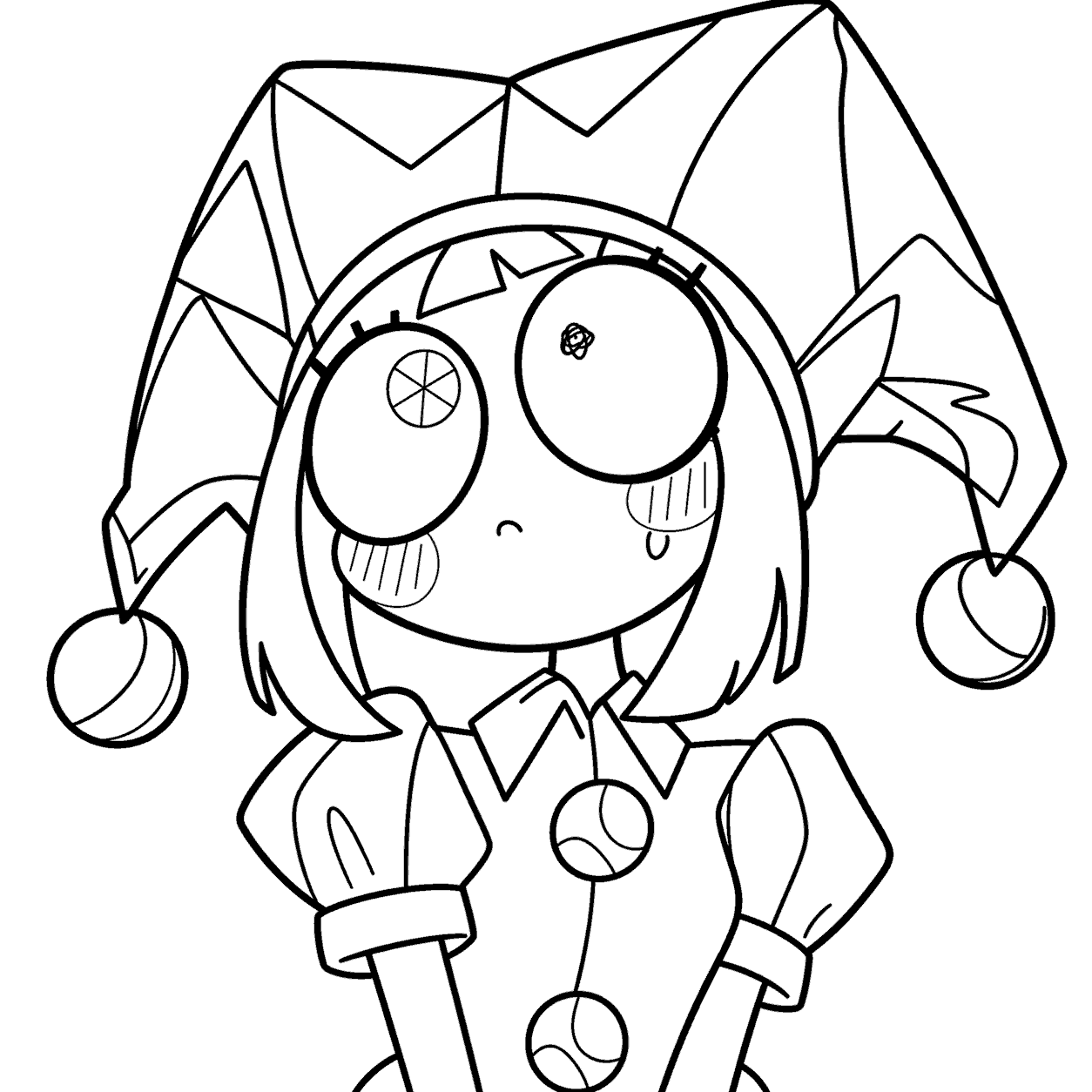 confused pomni shocked face expression tadc the amazing digital circus line art
