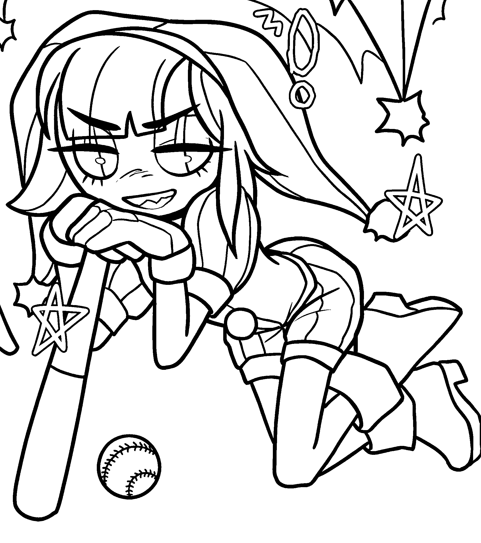 cool pomni baseball bat fighter tadc the amazing digital circus line art