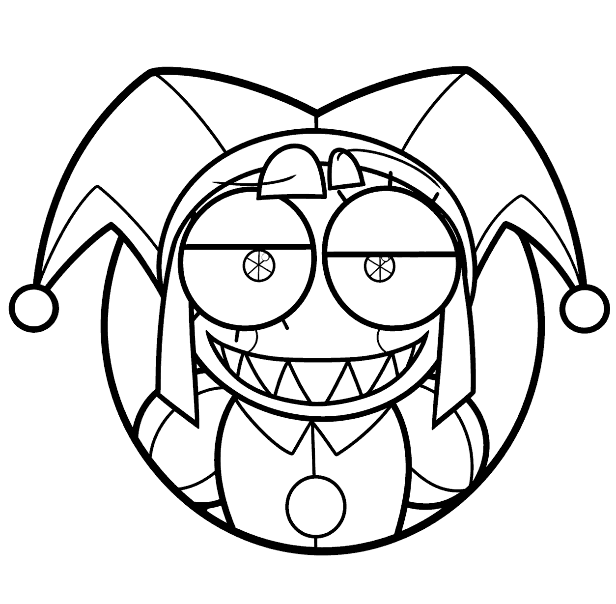 creepy smiling pomni round icon tadc the amazing digital circus line art