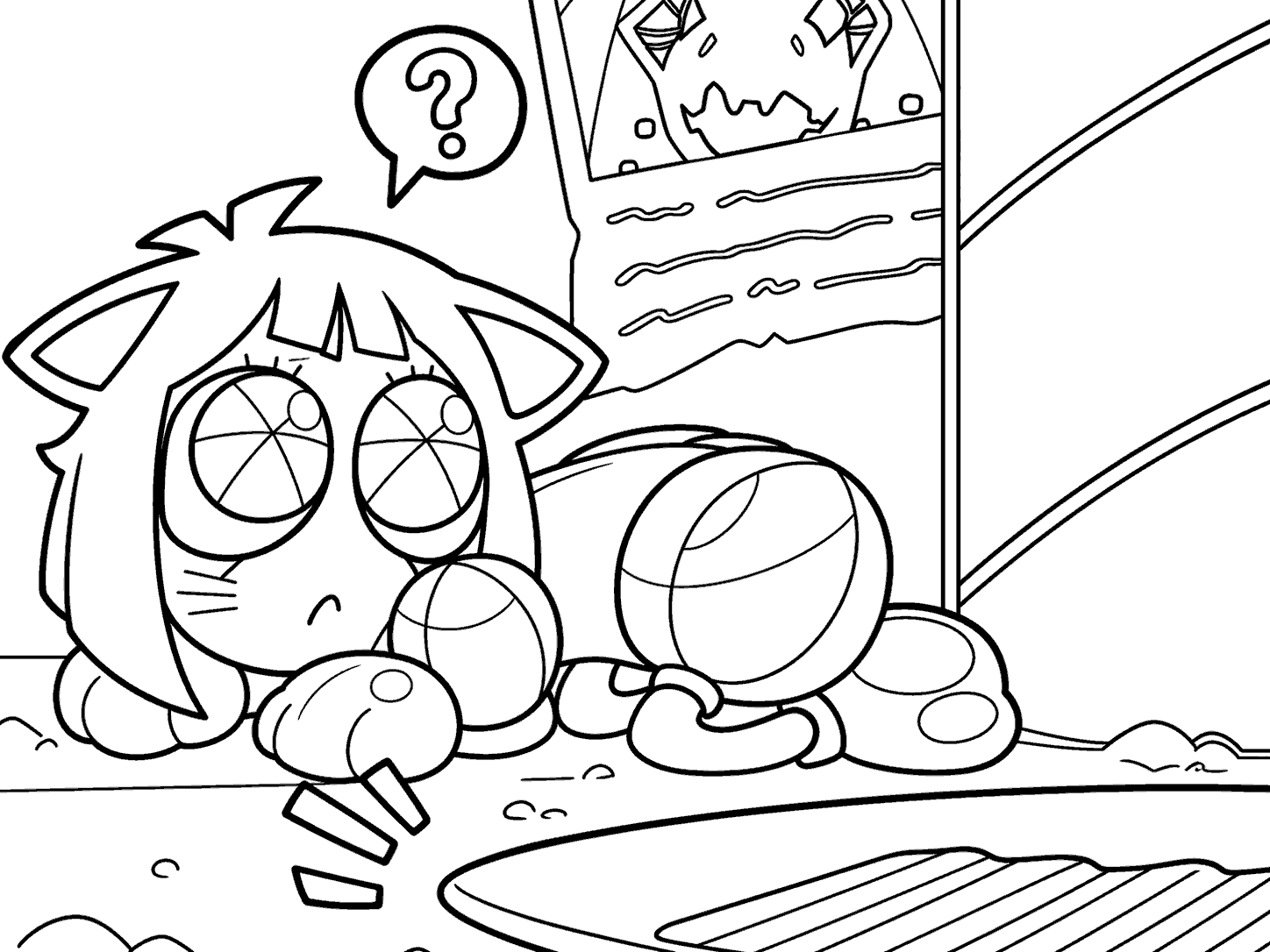 curious cat ear pomni exploring room tadc the amazing digital circus line art