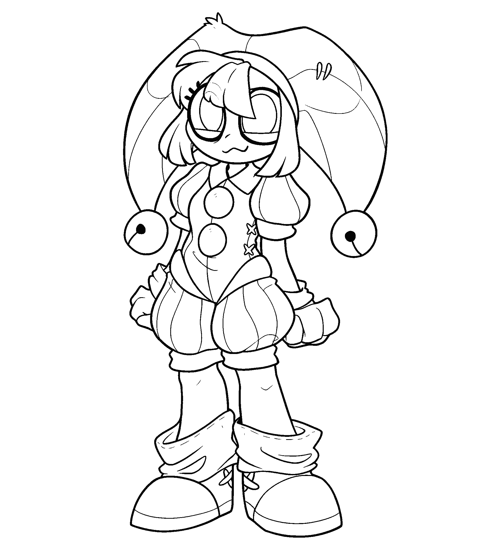 cute pomni full body the amazing digital circus line art