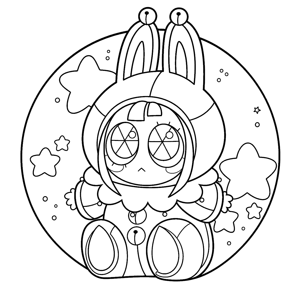 cute pomni labubu style the amazing digital circus line art