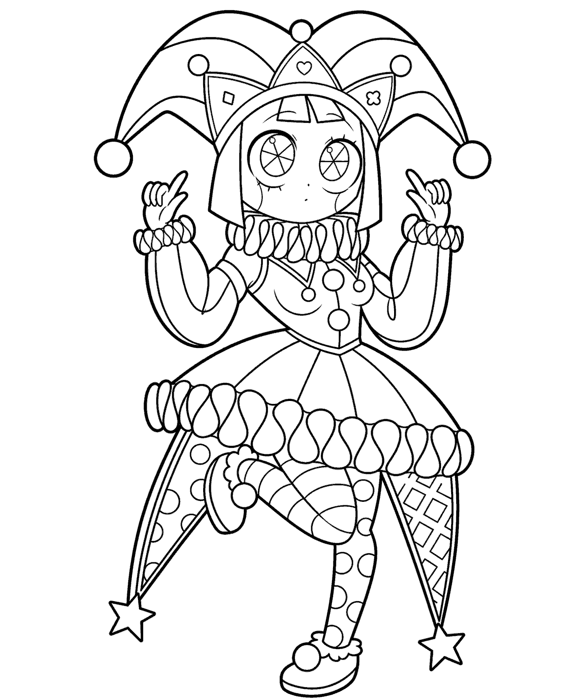 cute pomni neko cat ears dress tadc the amazing digital circus line art