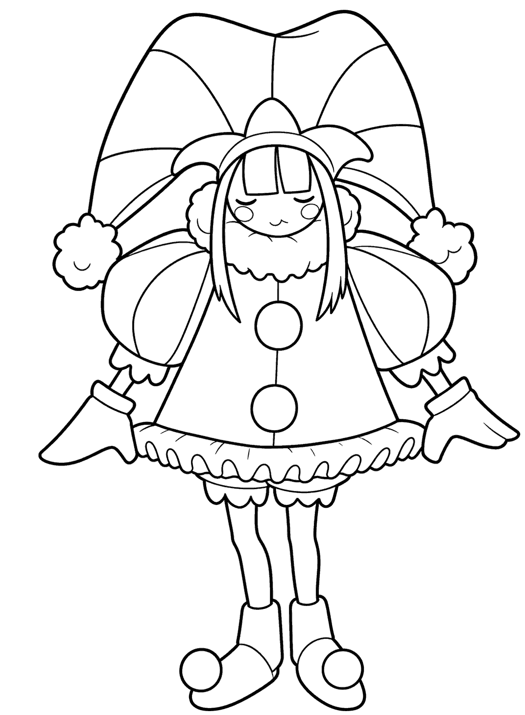 cute pomni standing with eyes closed the amazing digital circus line art