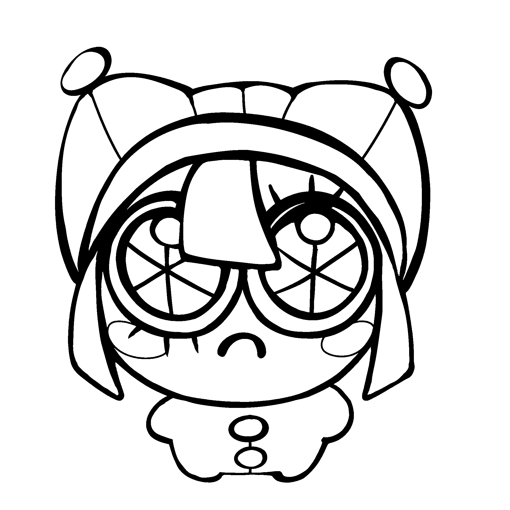 cute sad chibi pomni big eyes the amazing digital circus line art