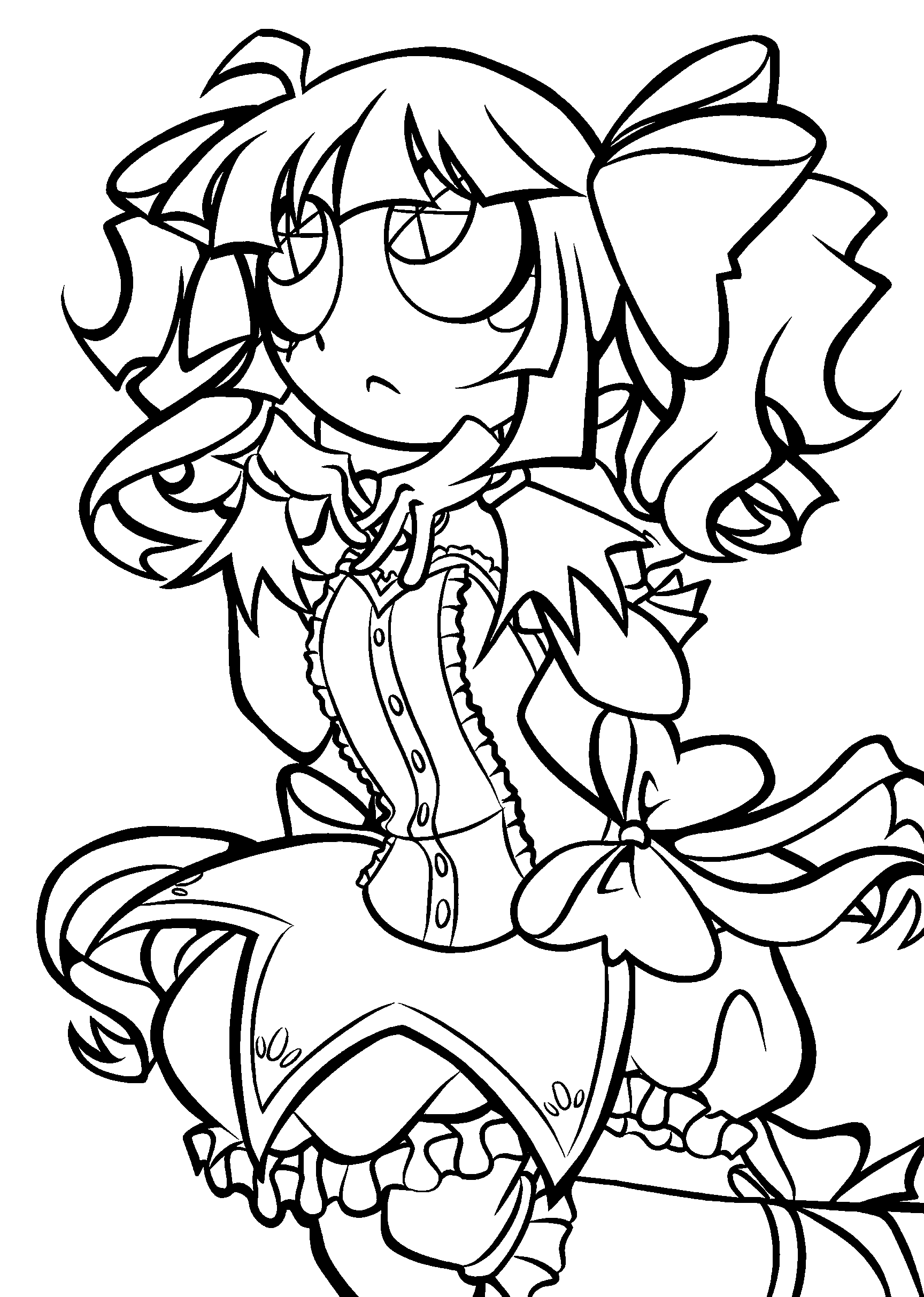 elegant pomni in ruffle dress line art