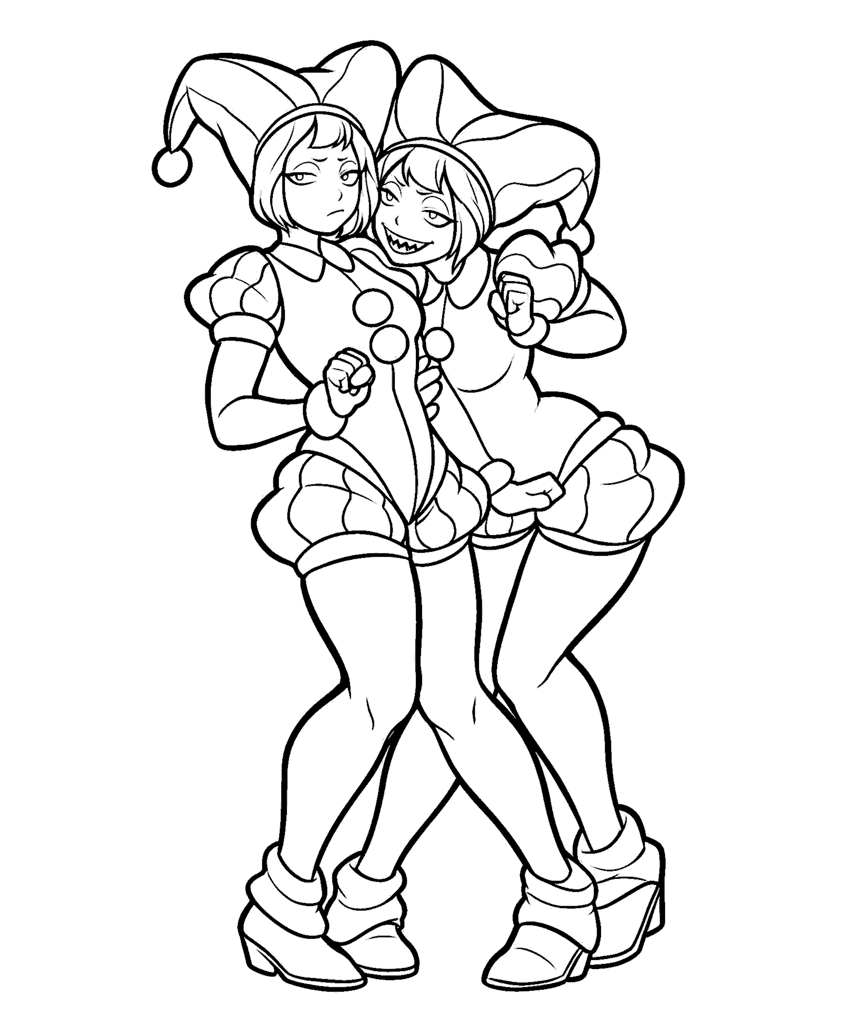 evil pomni grin sharp teeth jester twins tadc the amazing digital circus line art