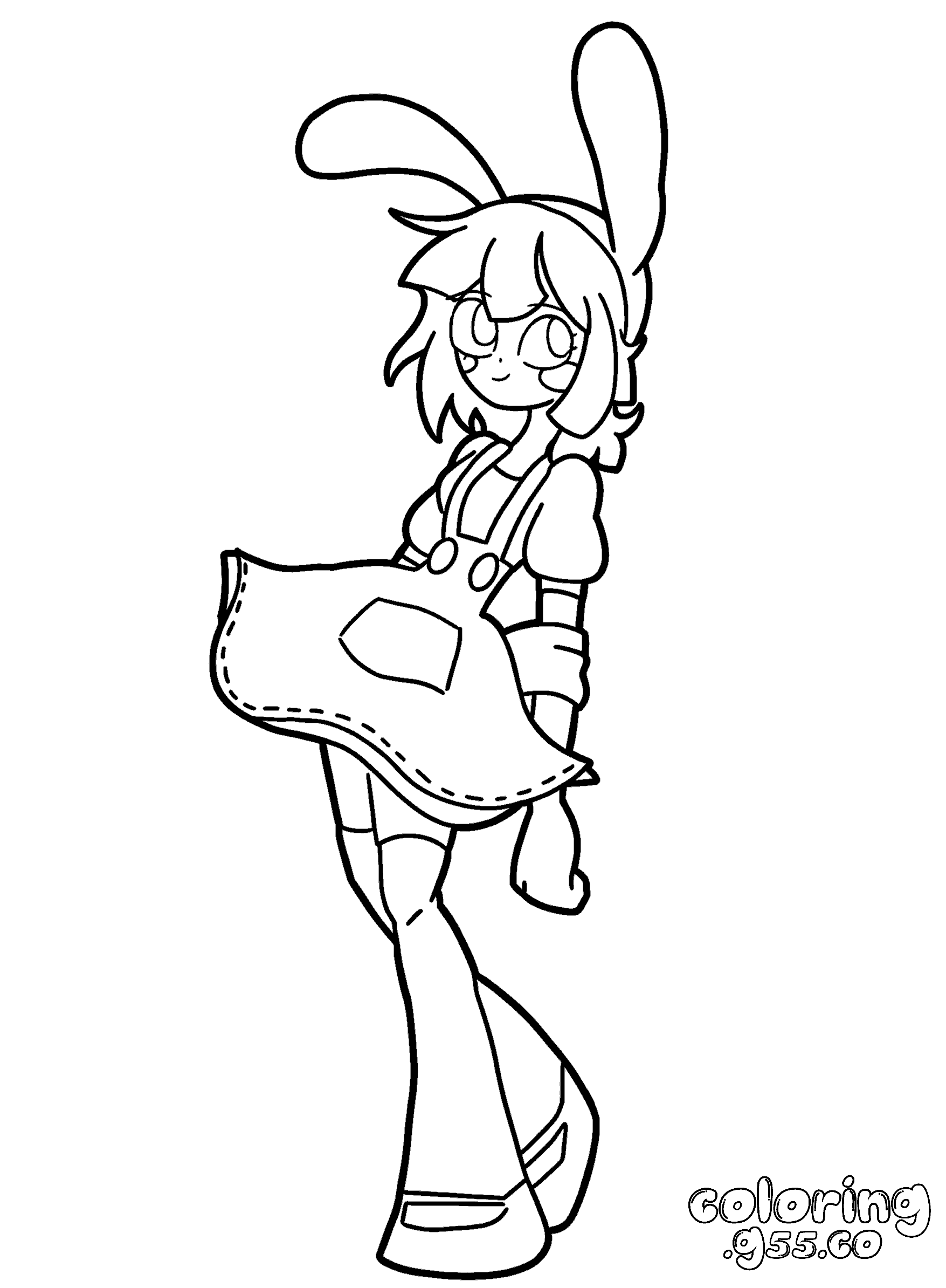 anime bunny girl overalls pomni style for kids tadc the amazing digital circus line art