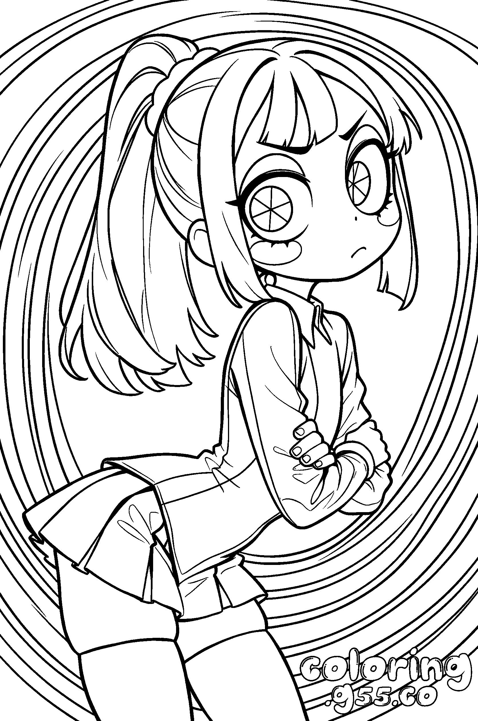 anime pomni school uniform line art
