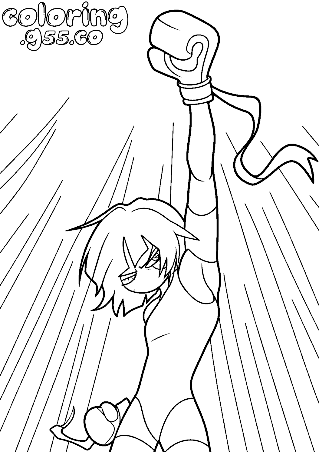 boxer pomni victory fist raised action pose for kids tadc the amazing digital circus line art