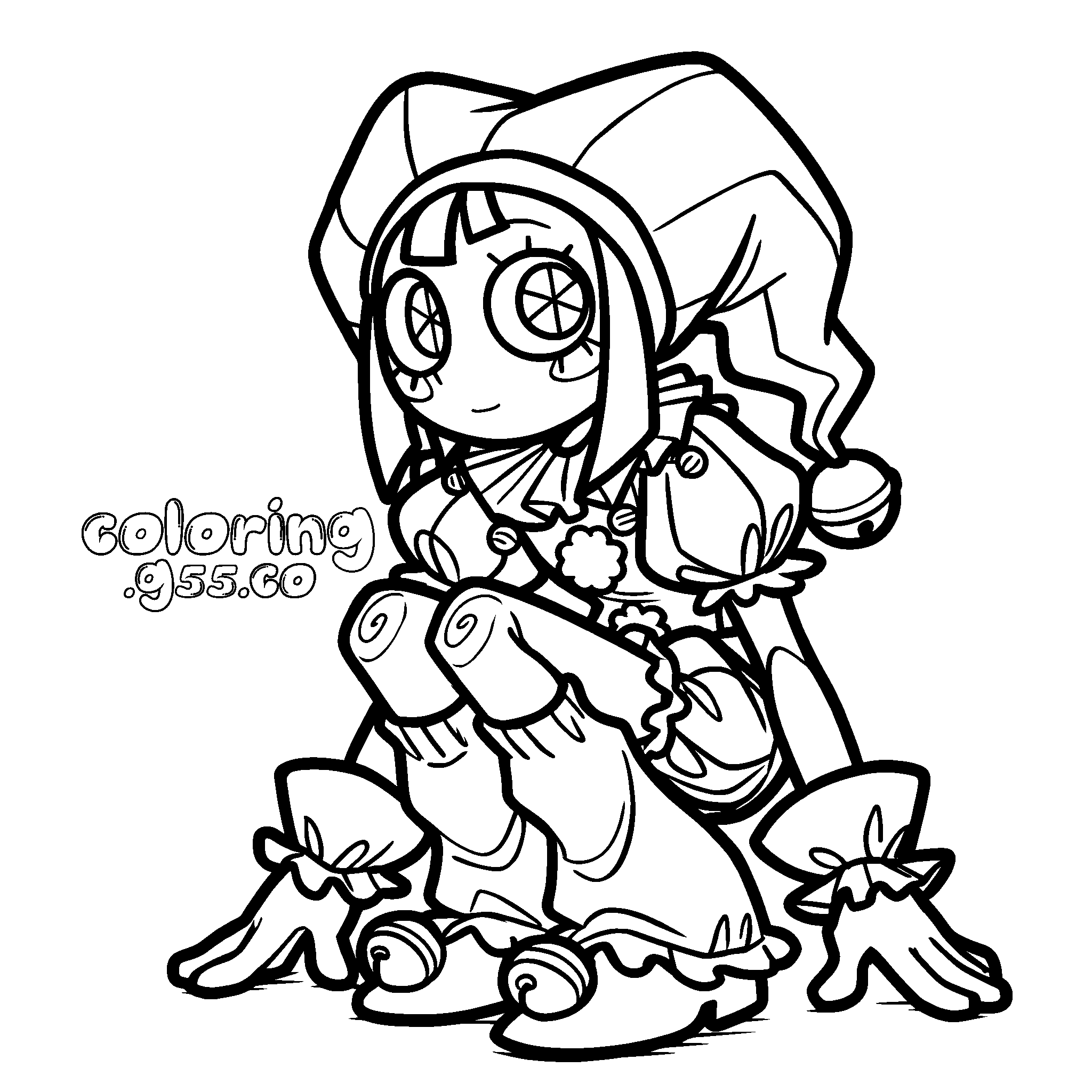 cute jester pomni sitting down for kids tadc the amazing digital circus line art