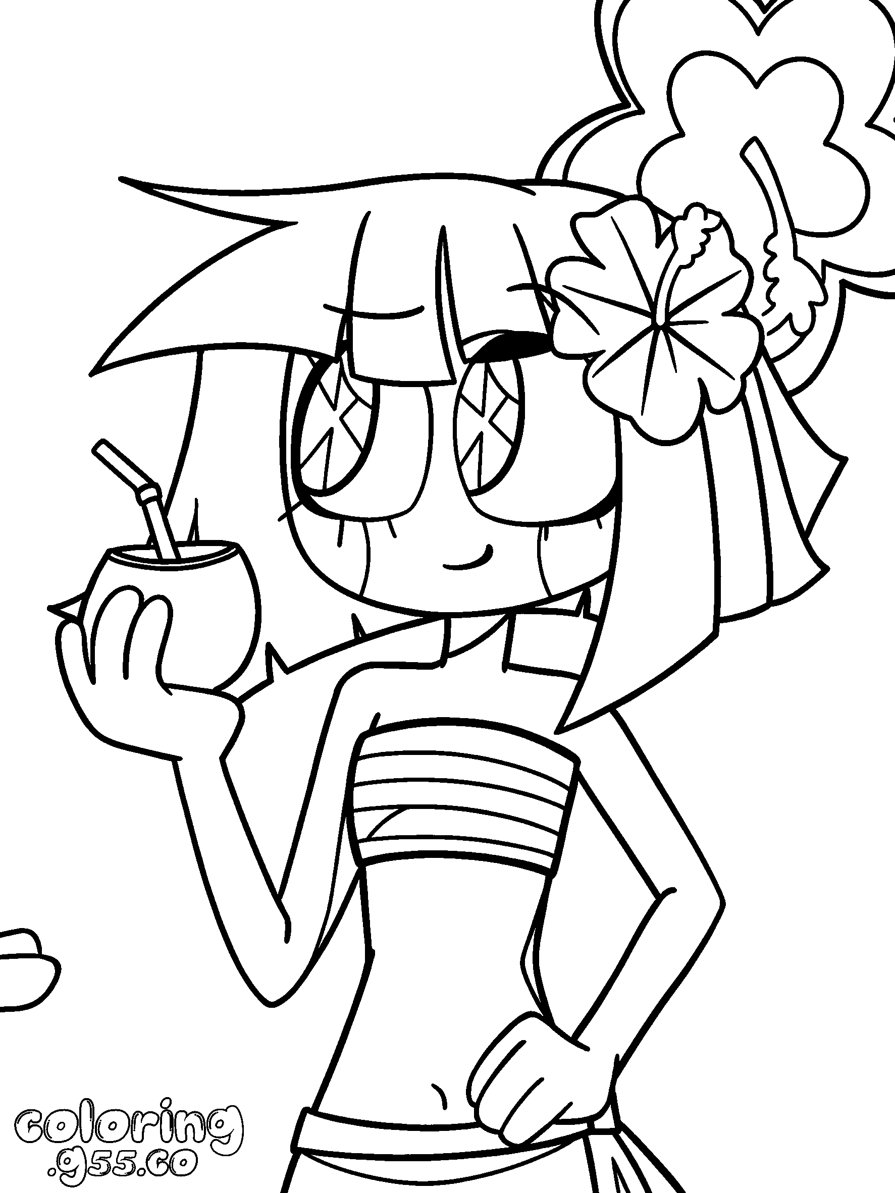 hawaiian tropical pomni coconut drink hibiscus flower for kids tadc the amazing digital circus line art