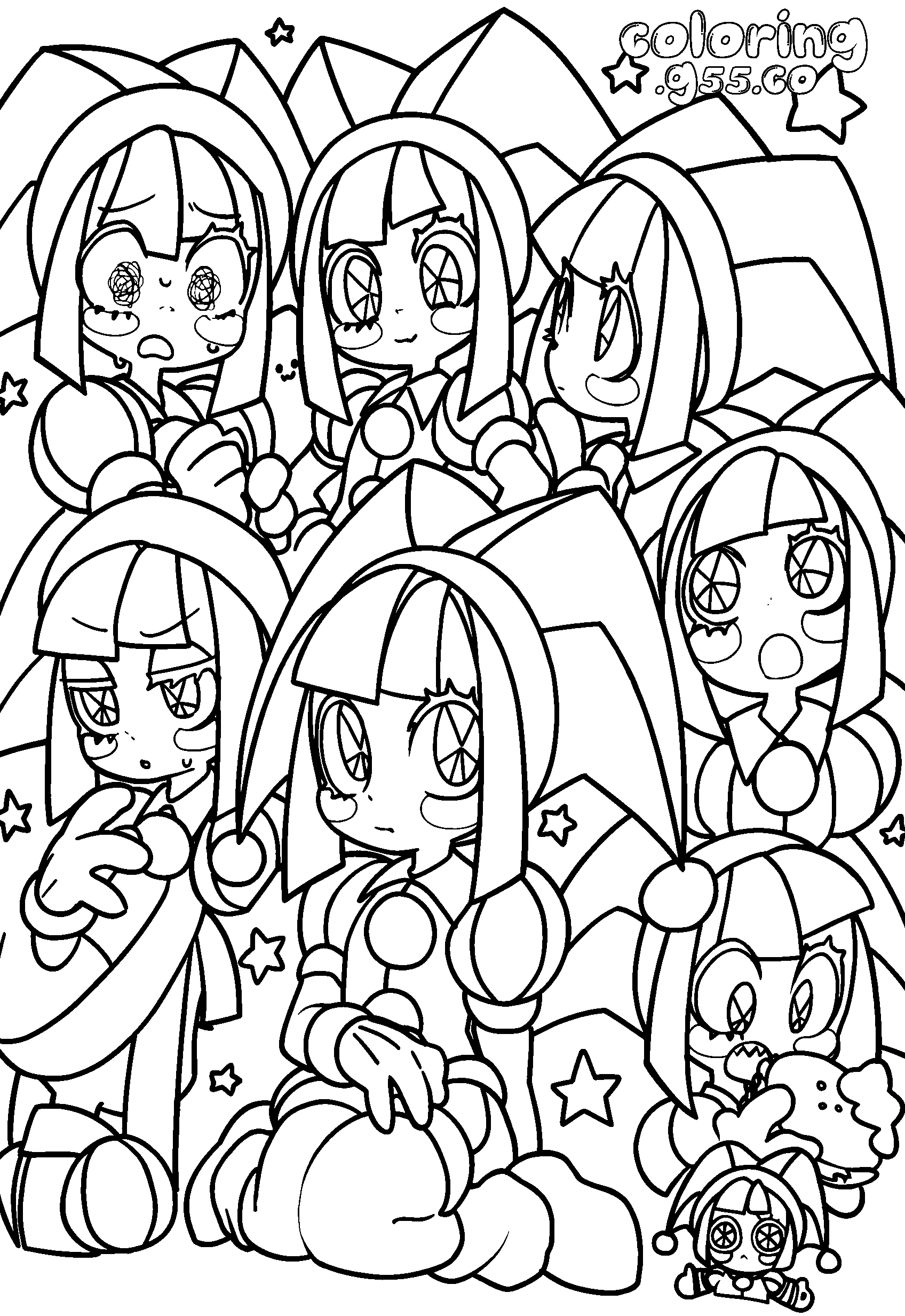 multiple pomni clones collage with many expressions for kids tadc the amazing digital circus line art