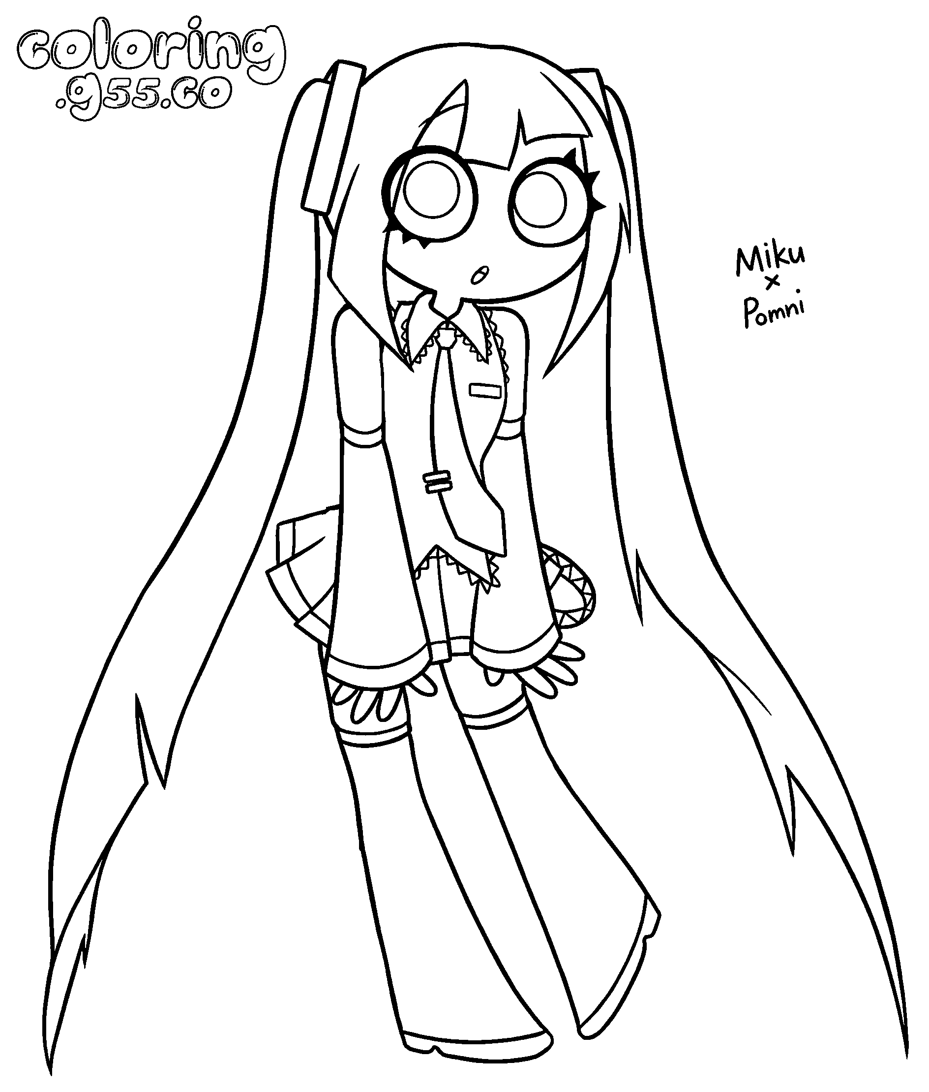pomni hatsune miku crossover outfit for kids tadc the amazing digital circus line art