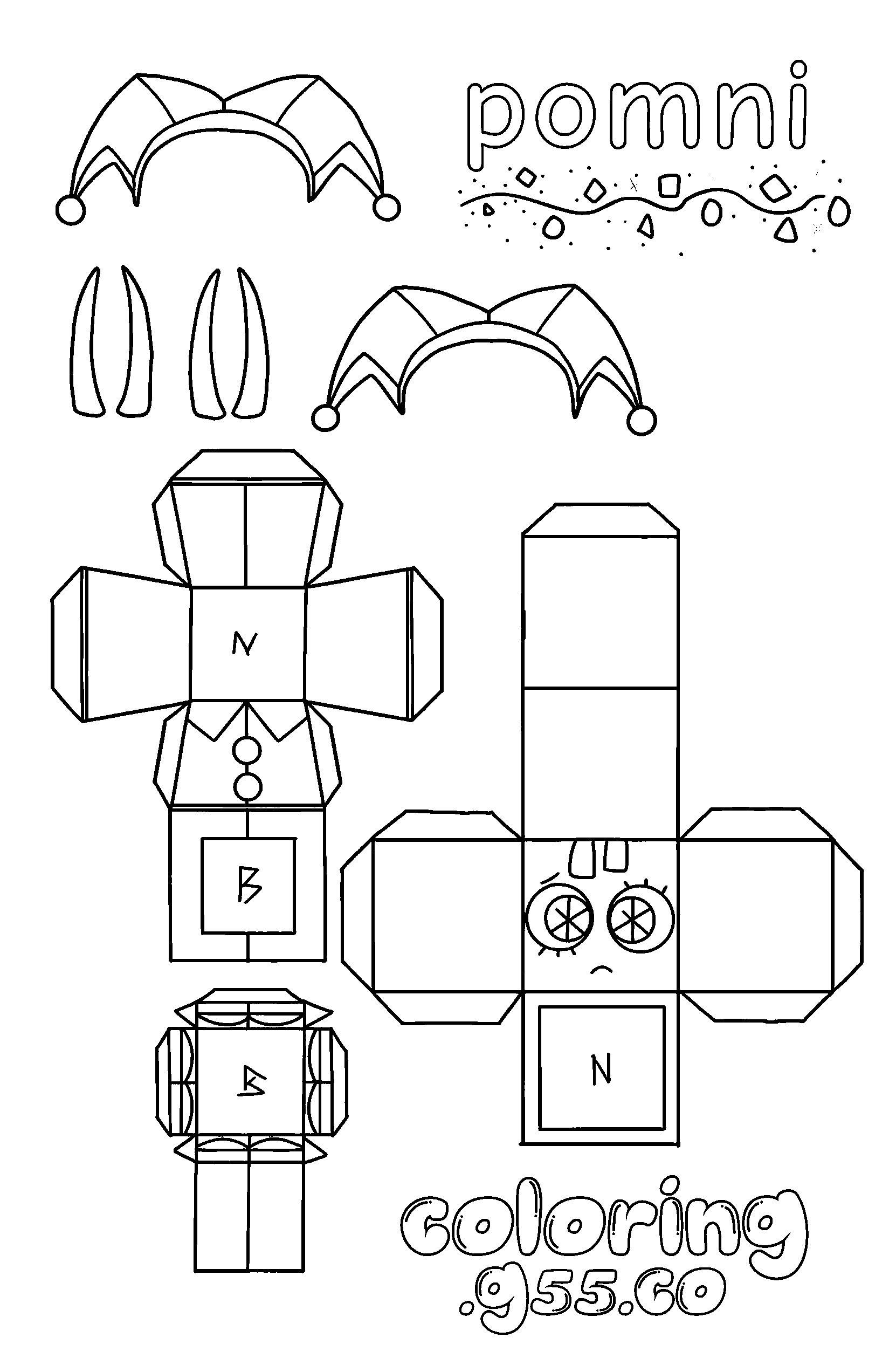 pomni papercraft blocks activity for kids tadc the amazing digital circus line art