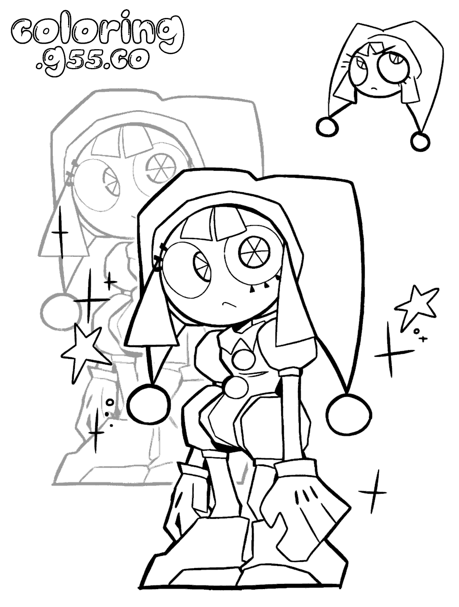 pomni robot mecha 3d model for kids tadc the amazing digital circus line art