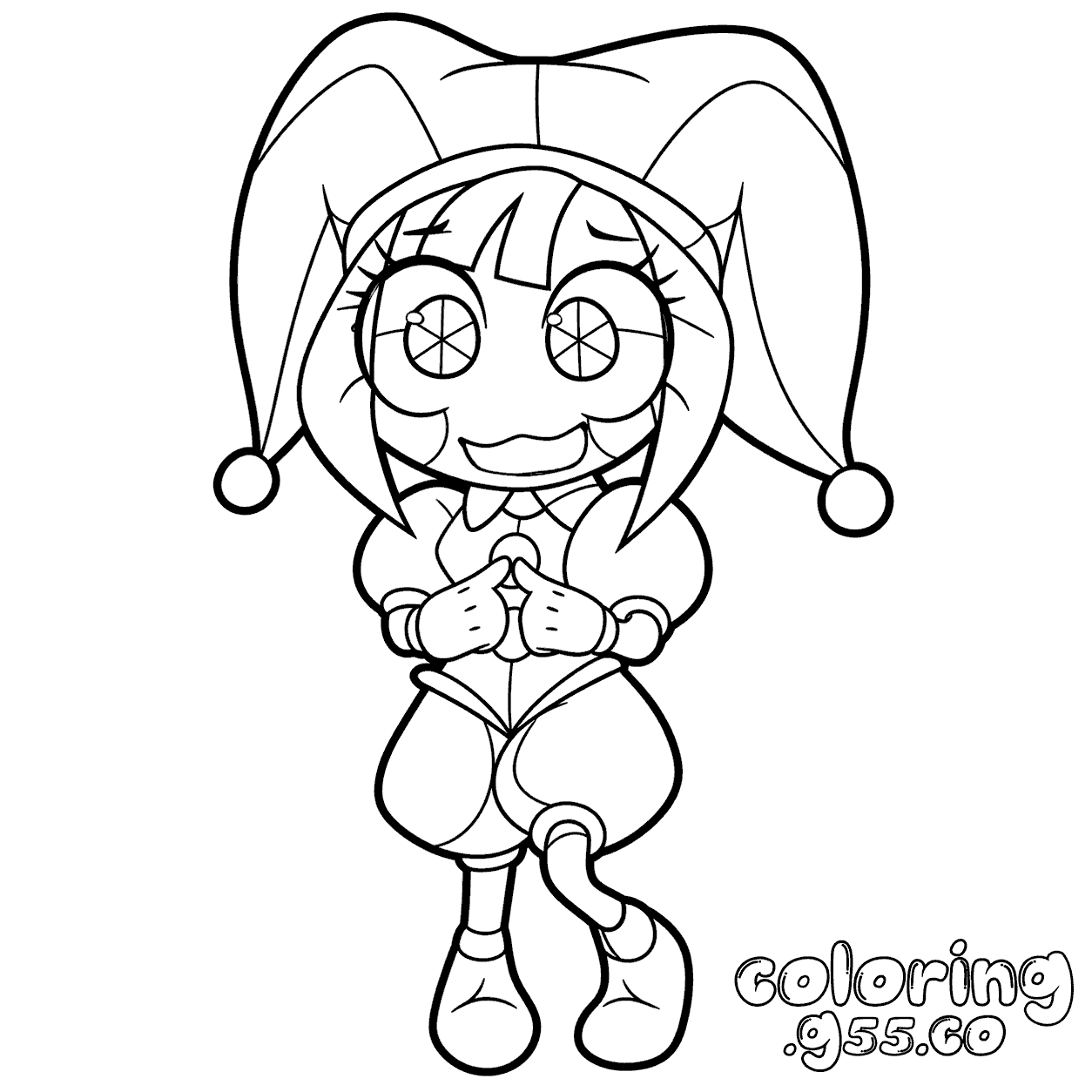 pomni shy happy pose for kids tadc the amazing digital circus line art