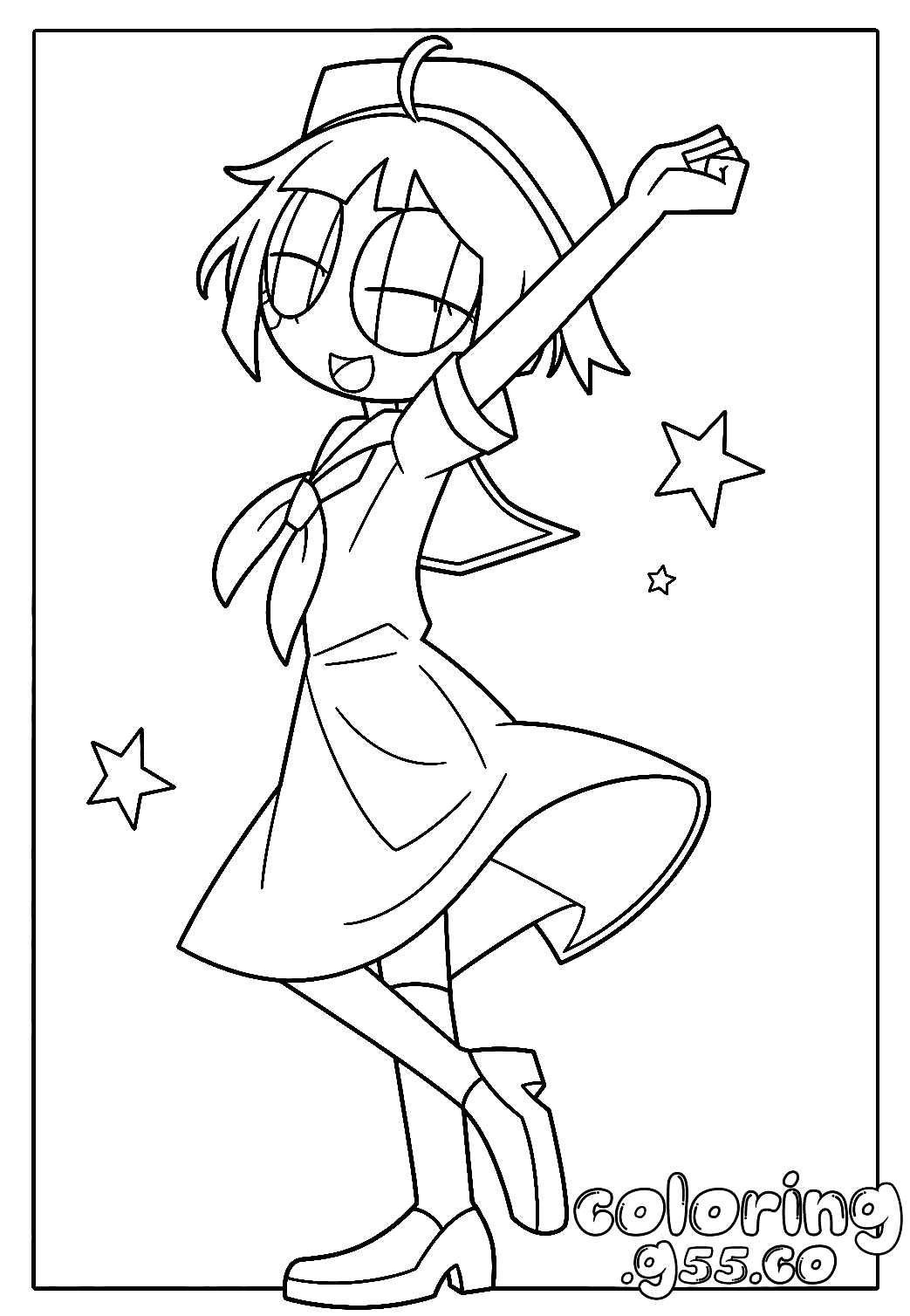 school uniform sailor pomni sparkling dance pose for kids tadc the amazing digital circus line art