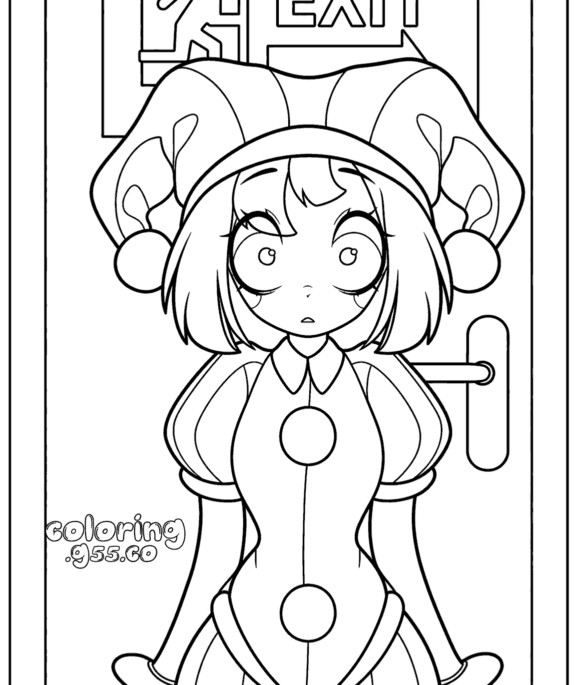 shocked pomni at exit door mystery scene for kids tadc the amazing digital circus line art