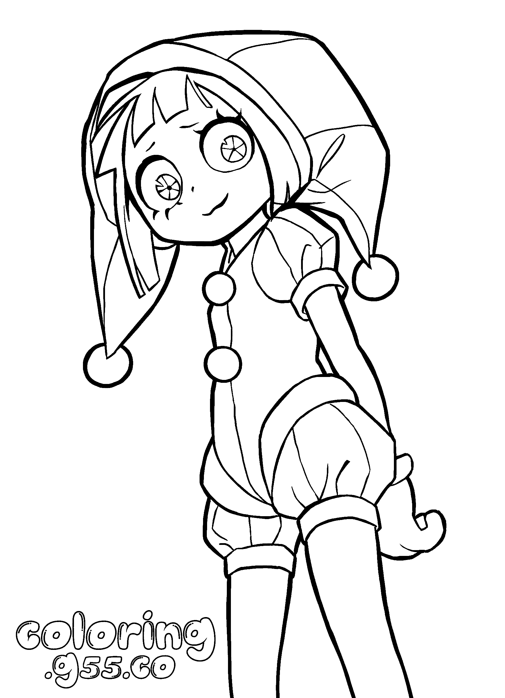 shy pomni smiling jester outfit for kids tadc the amazing digital circus line art