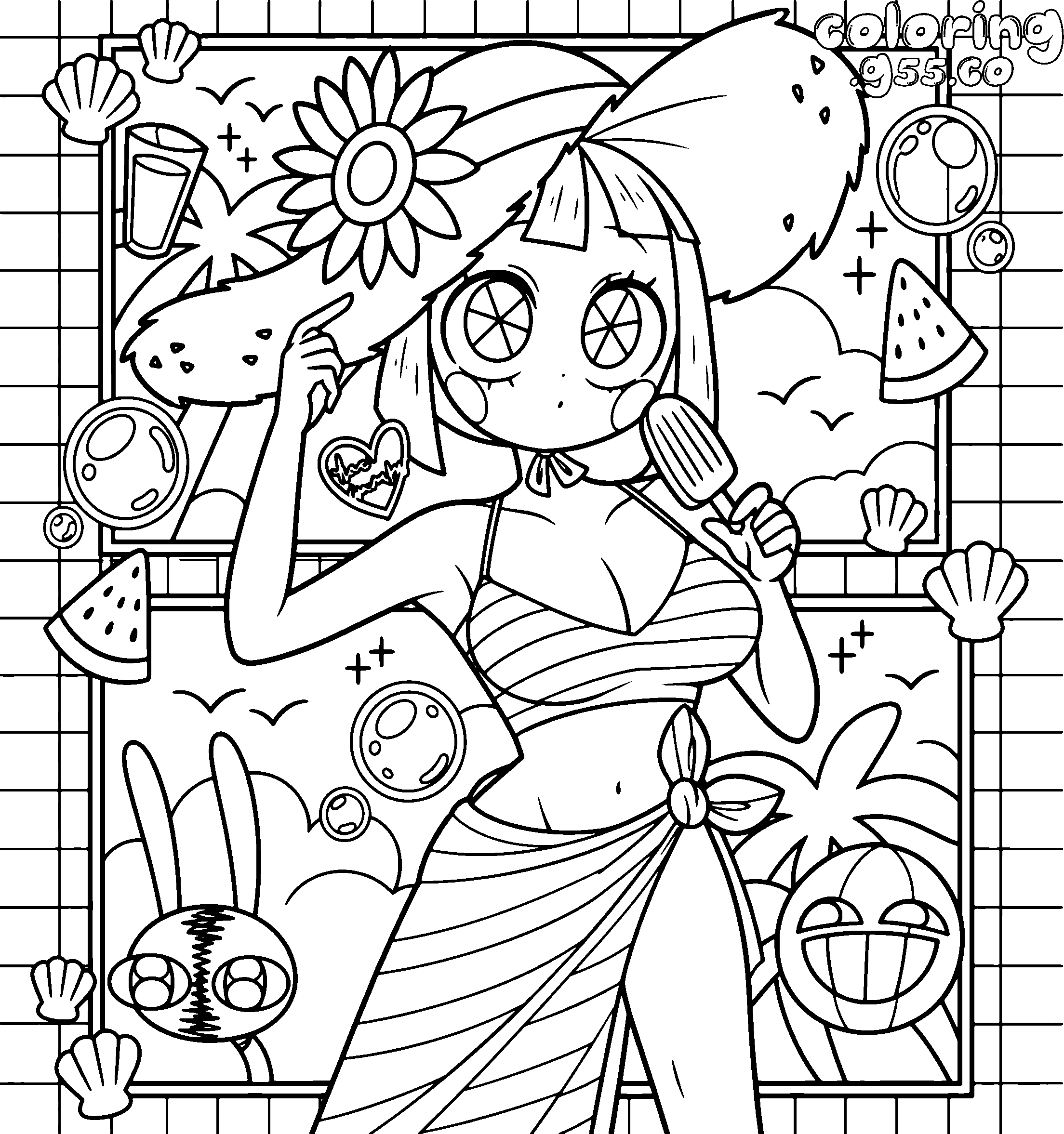 tadc pomni beach vacation line art
