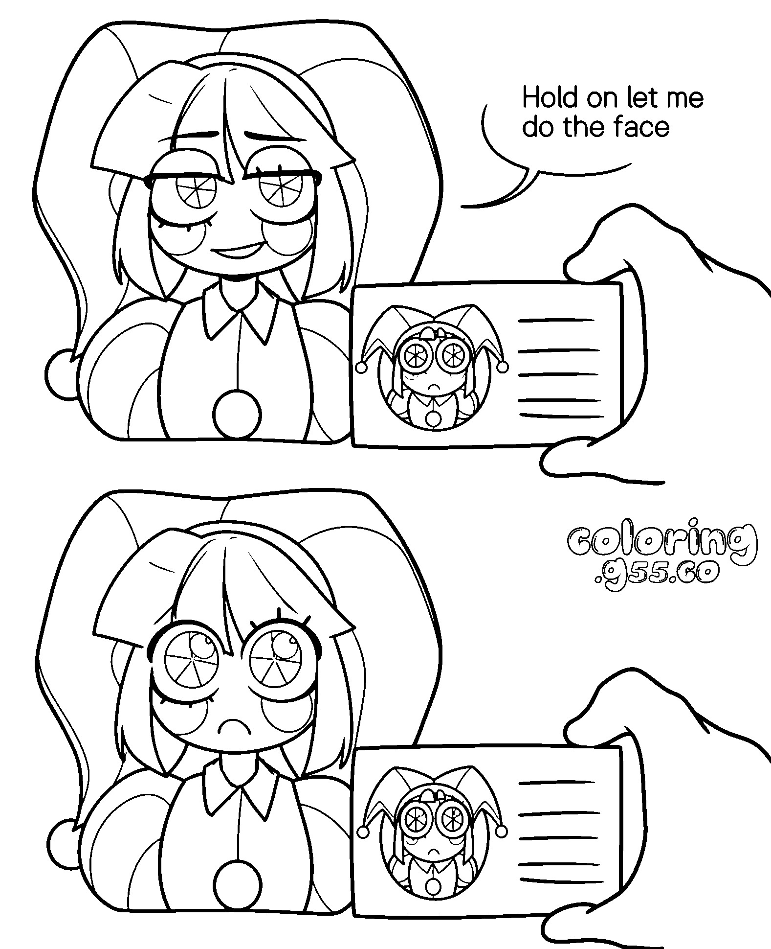 tadc pomni id card scene line art