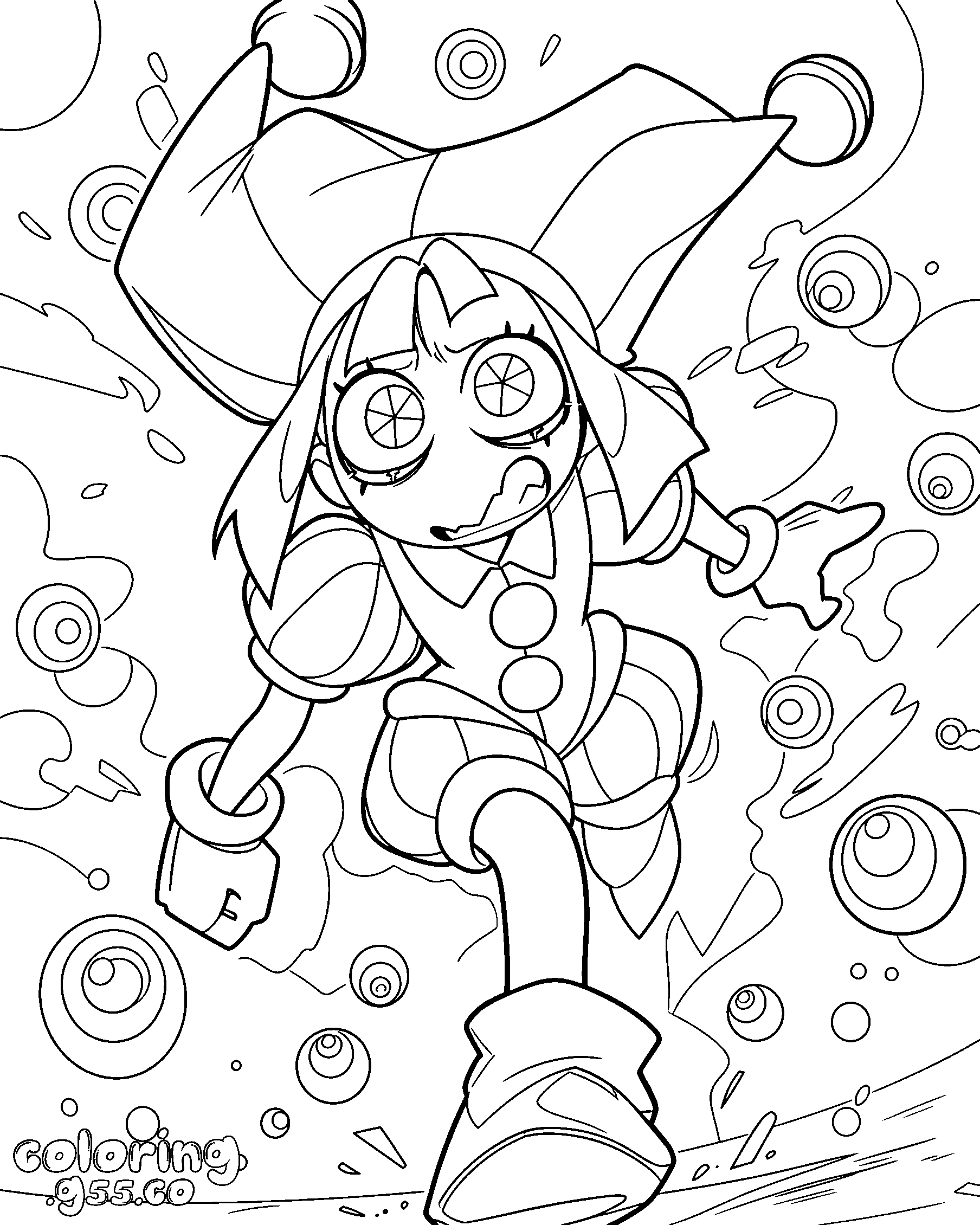 tadc pomni running action pose line art