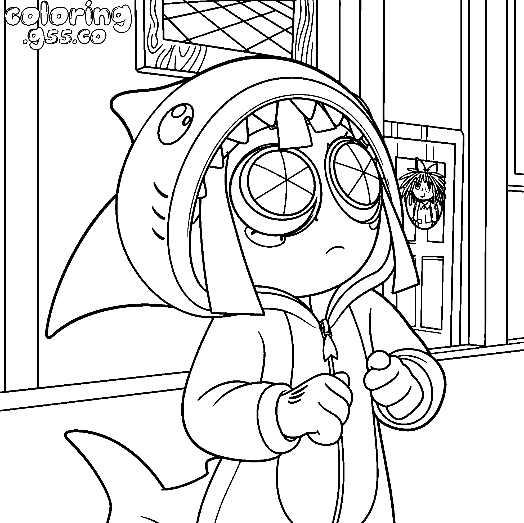 tadc pomni shark hoodie costume line art