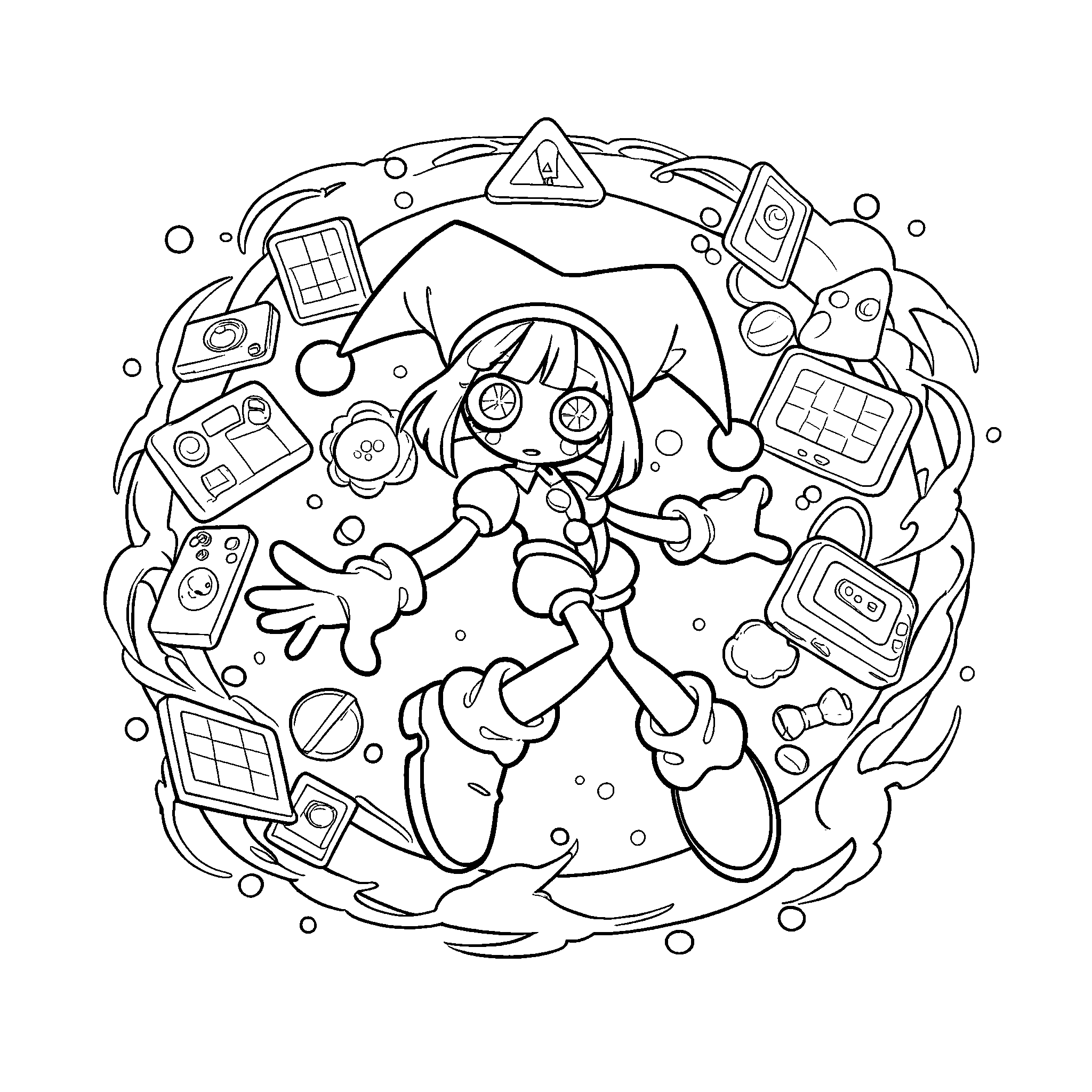 full body pomni anime style the amazing digital circus line art