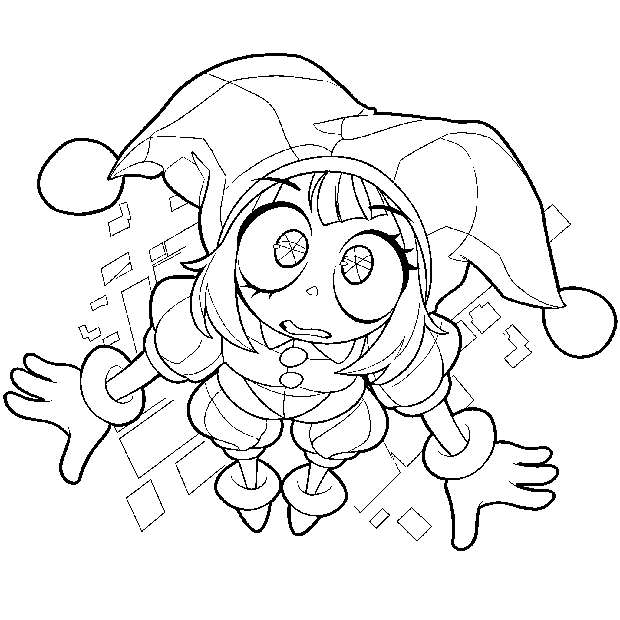 glitchy pomni the amazing digital circus line art