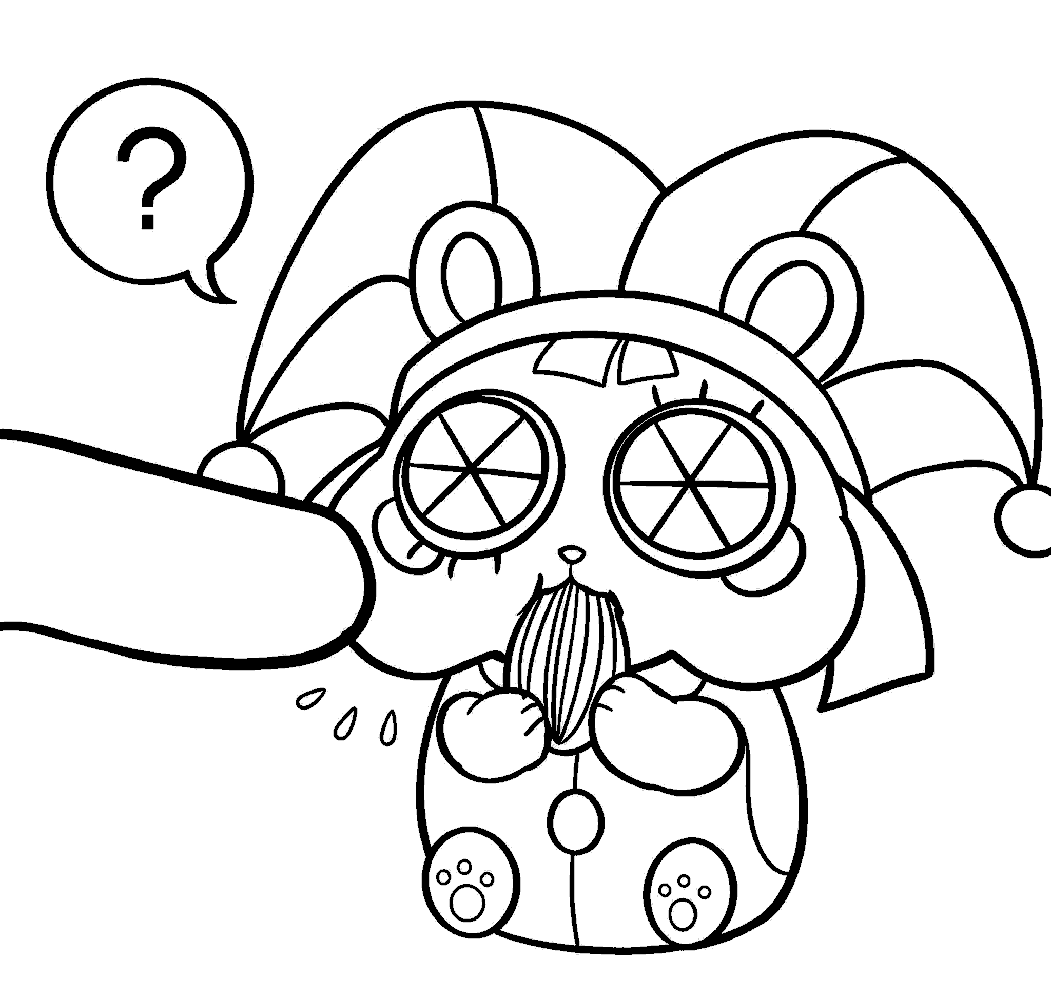 hamster pomni eating seed cute chibi tadc the amazing digital circus line art