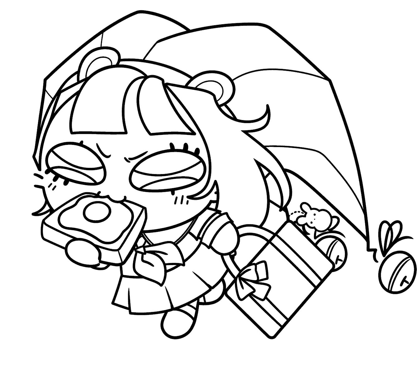 hamster pomni school uniform running eating toast tadc the amazing digital circus line art
